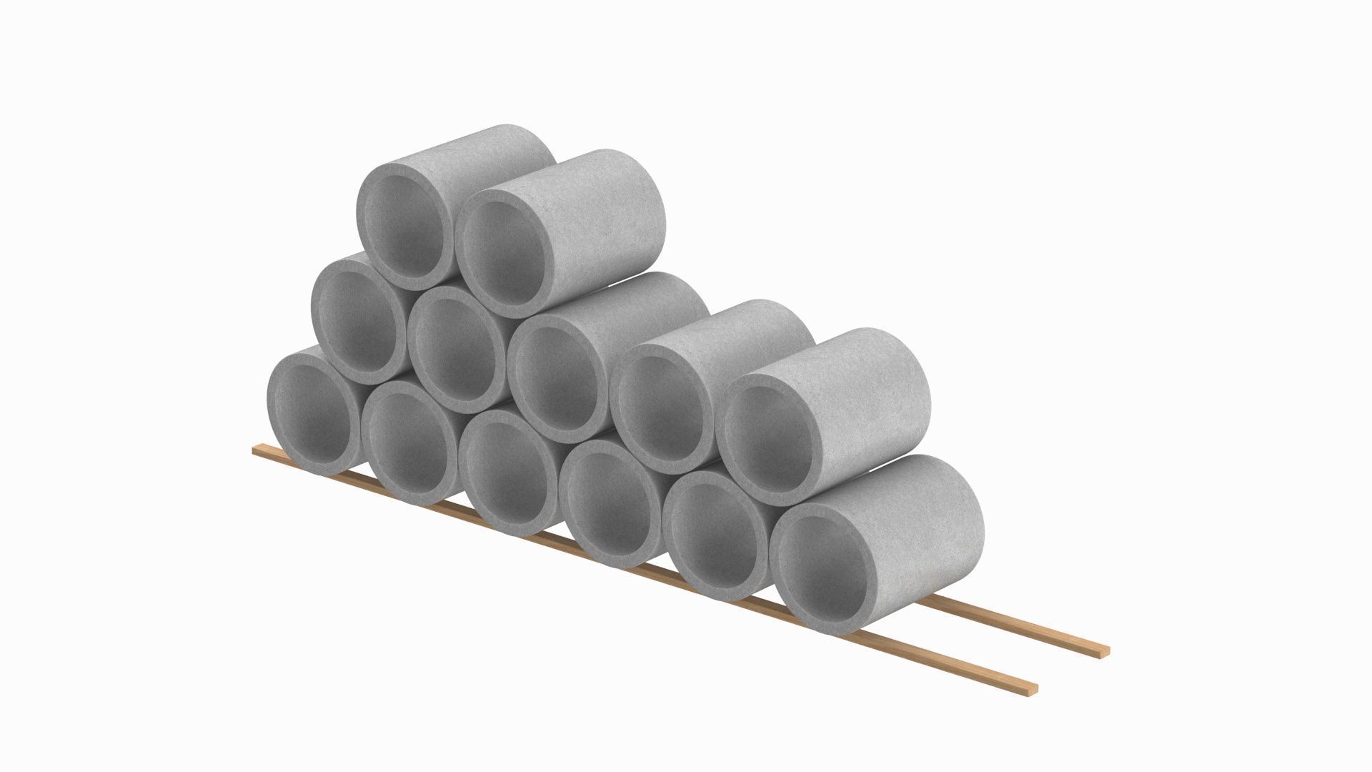 Concrete Pipes Stack  3D model_1