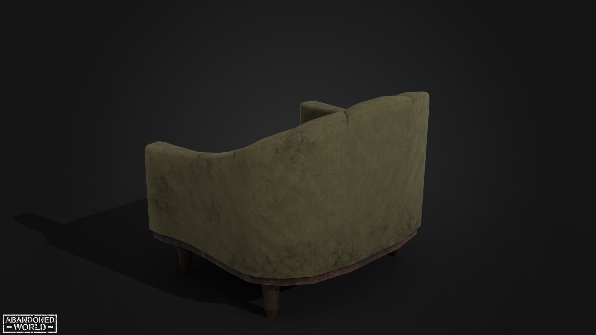 Old Armchair Low-poly 3D model_4