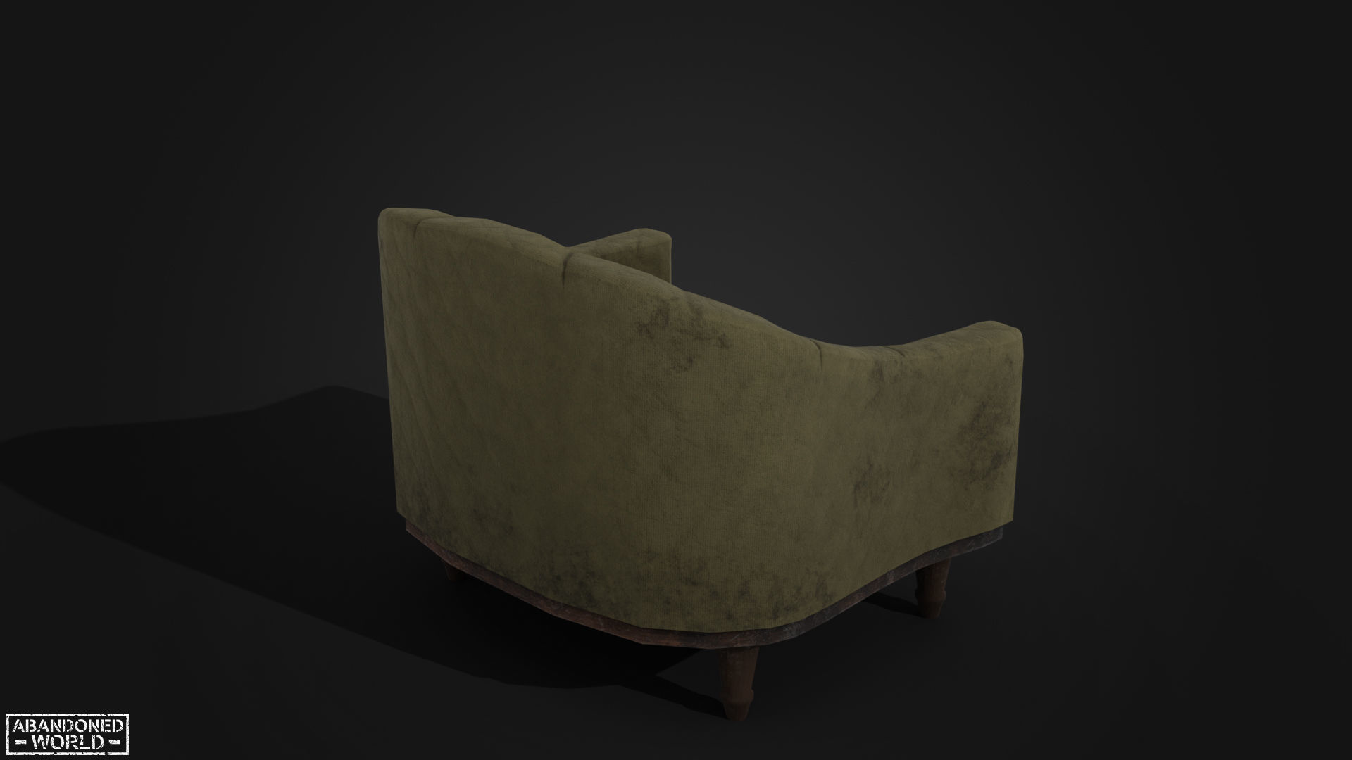 Old Armchair Low-poly 3D model_6