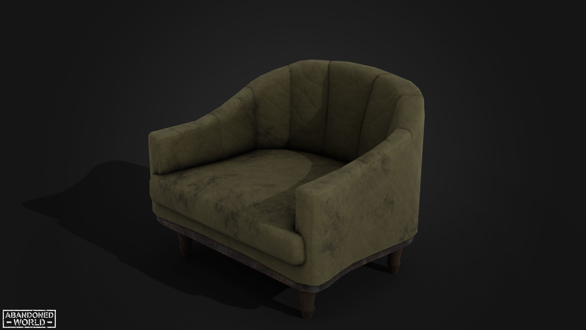 Old Armchair Low-poly 3D model_2