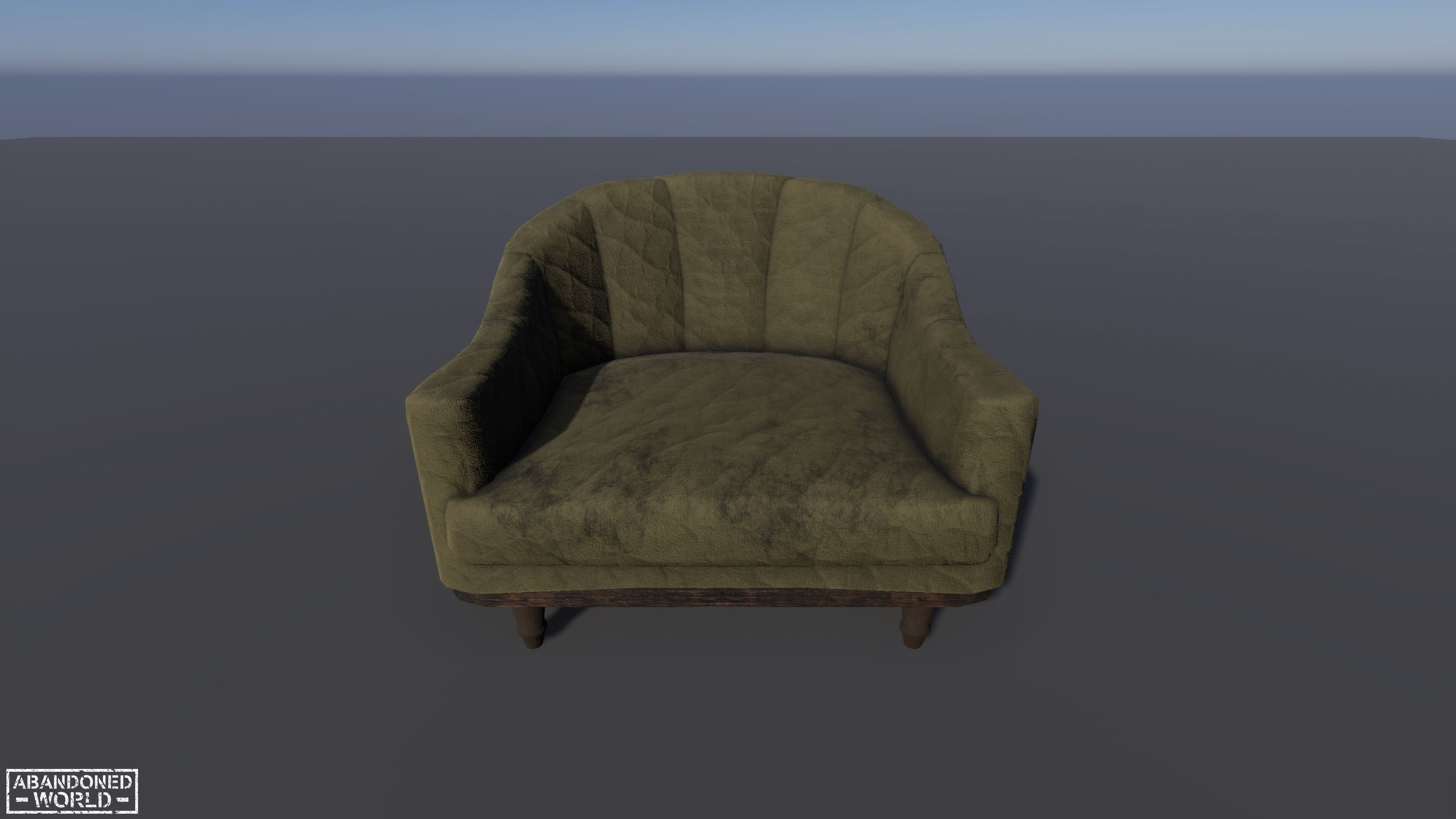 Old Armchair Low-poly 3D model_13