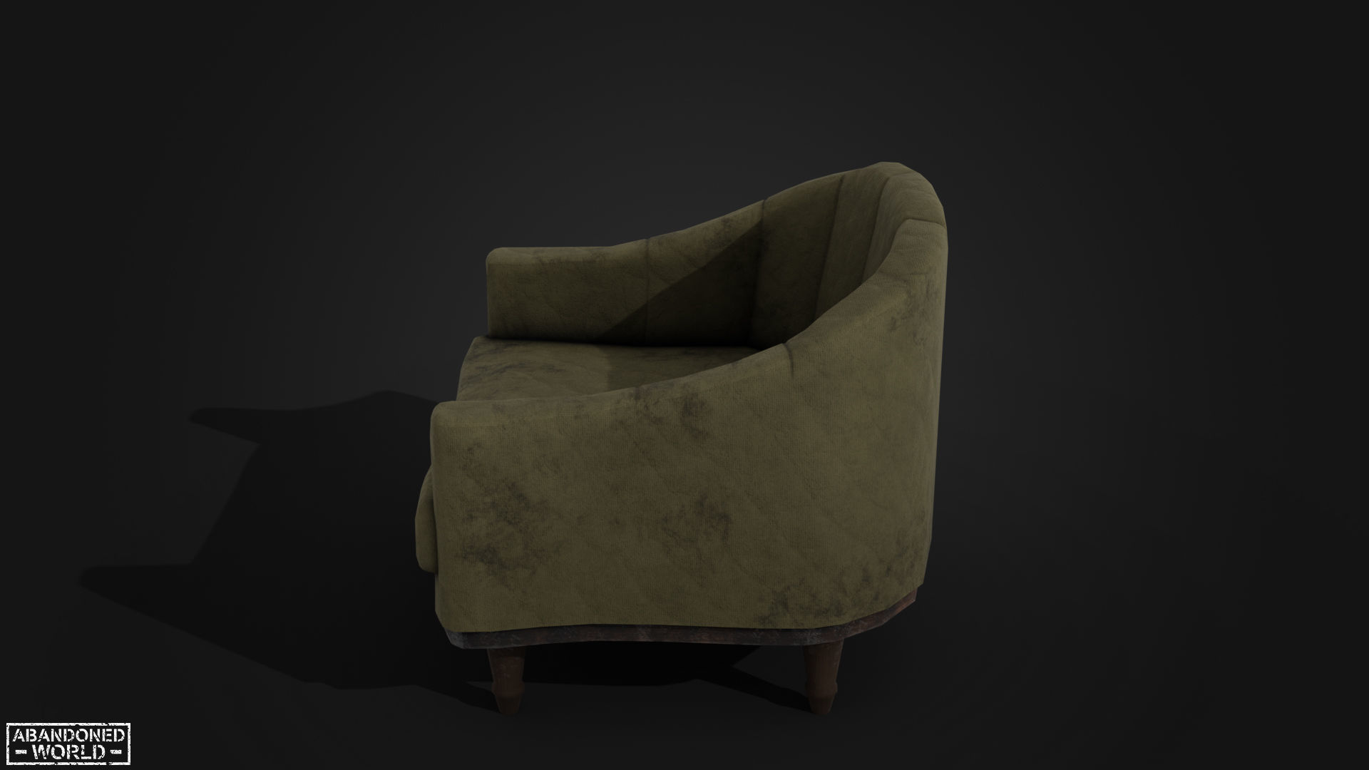 Old Armchair Low-poly 3D model_3