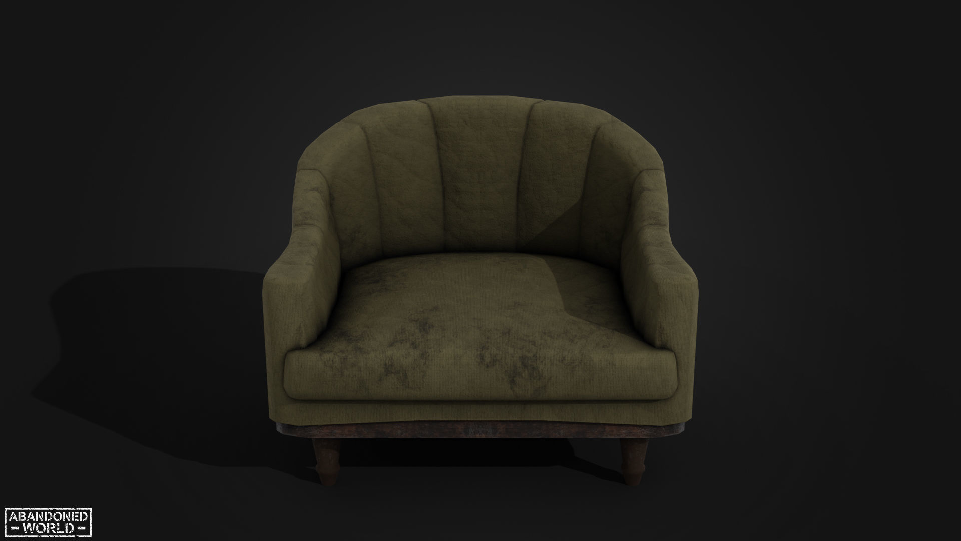 Old Armchair Low-poly 3D model_1