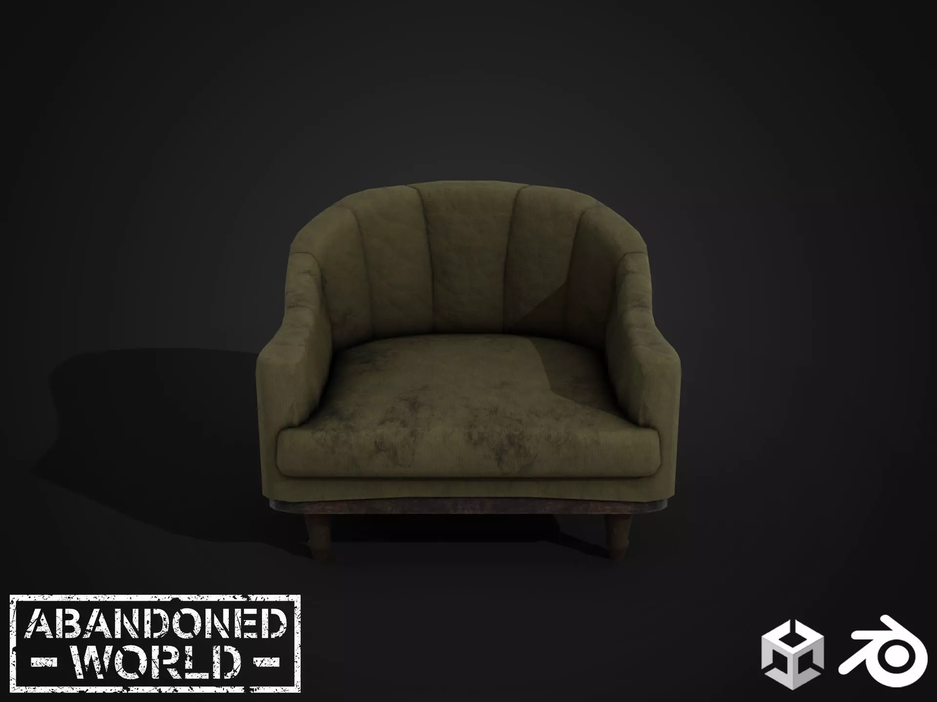 Old Armchair Low-poly 3D model_0