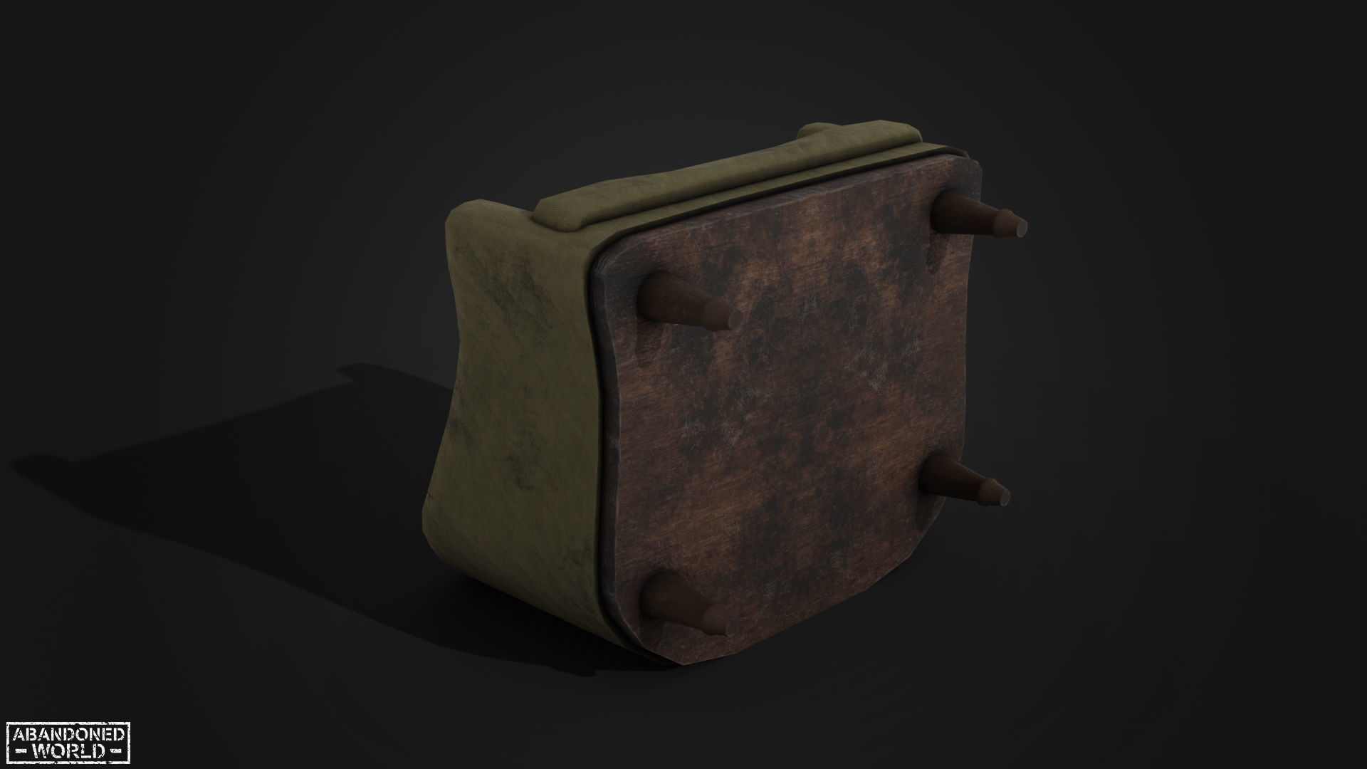 Old Armchair Low-poly 3D model_9