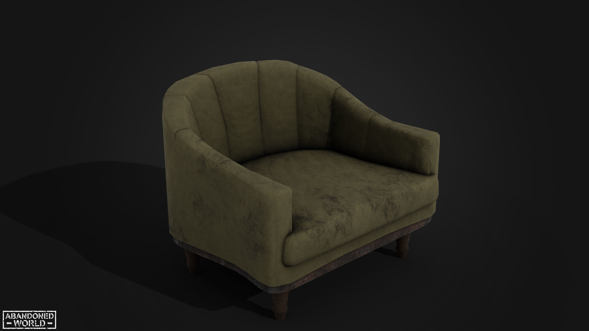 Old Armchair Low-poly 3D model_8