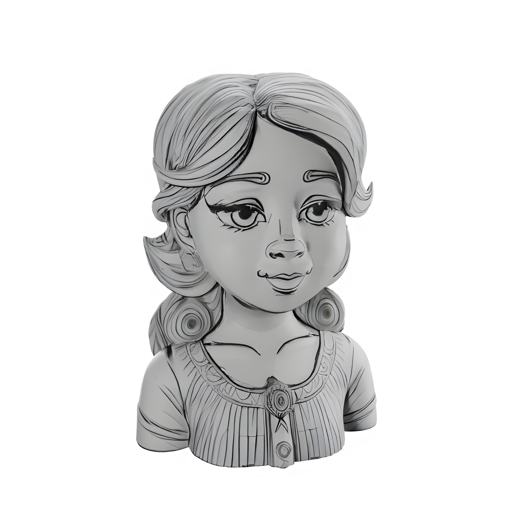 Elegant Stylized Female Bust Collection 3D print model_1