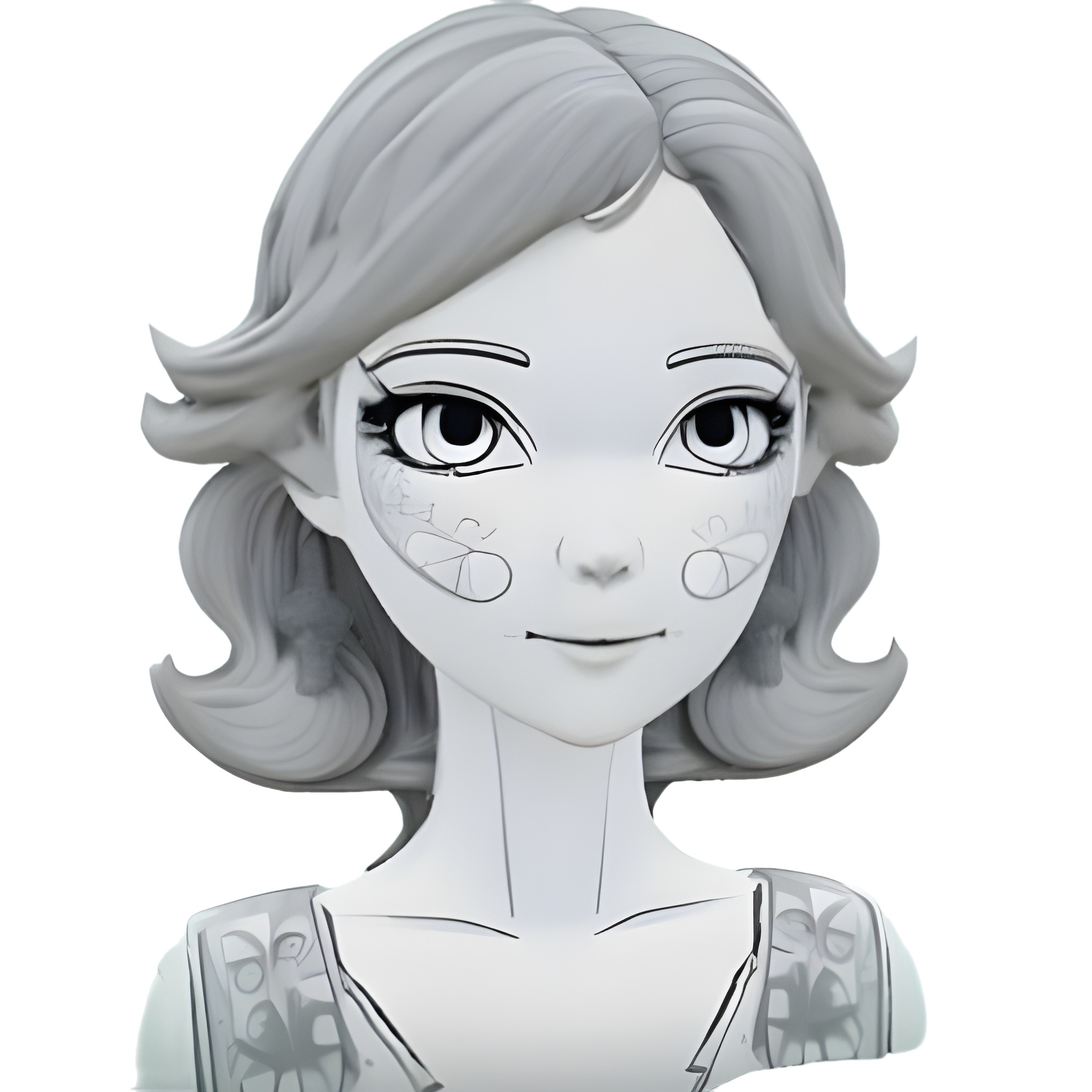 Elegant Stylized Female Bust Collection 3D print model_3