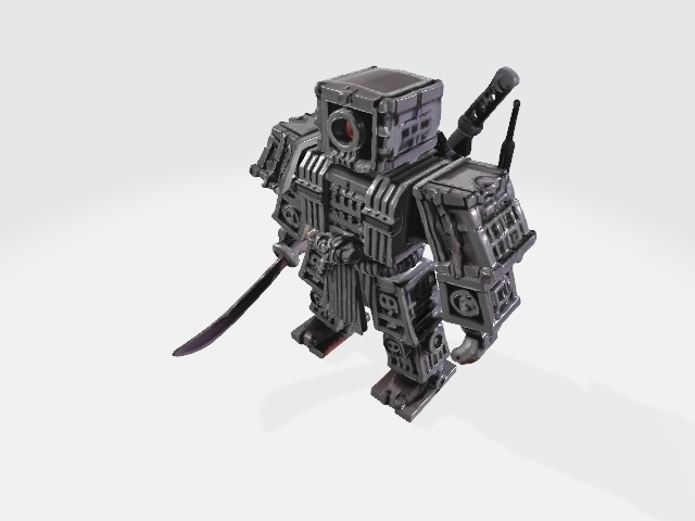 Lowpoly samurai robot 3D model_3