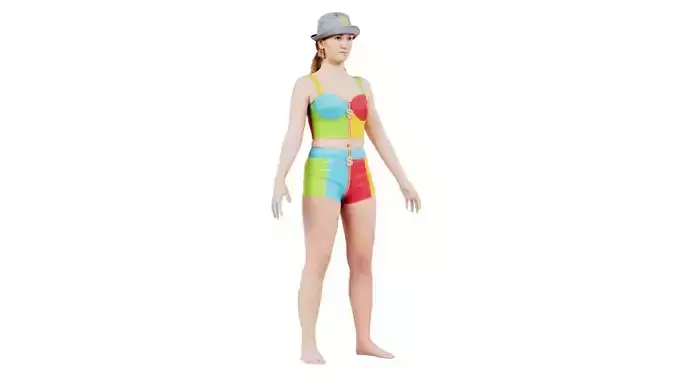 Woman Wearing Colourful Leather Outfit