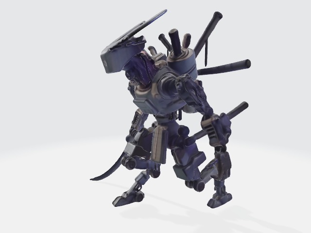 Lowpoly samurai robot 3D model_1
