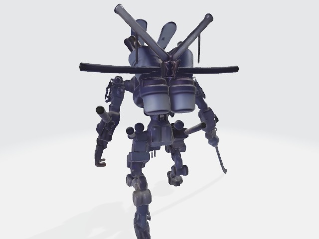 Lowpoly samurai robot 3D model_2