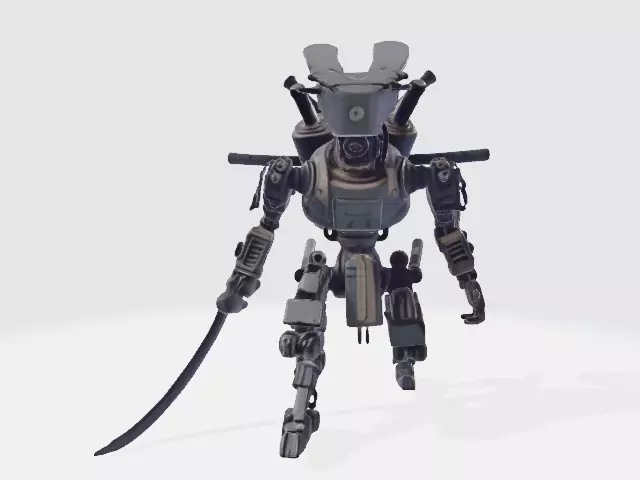 Lowpoly samurai robot 3D model_0