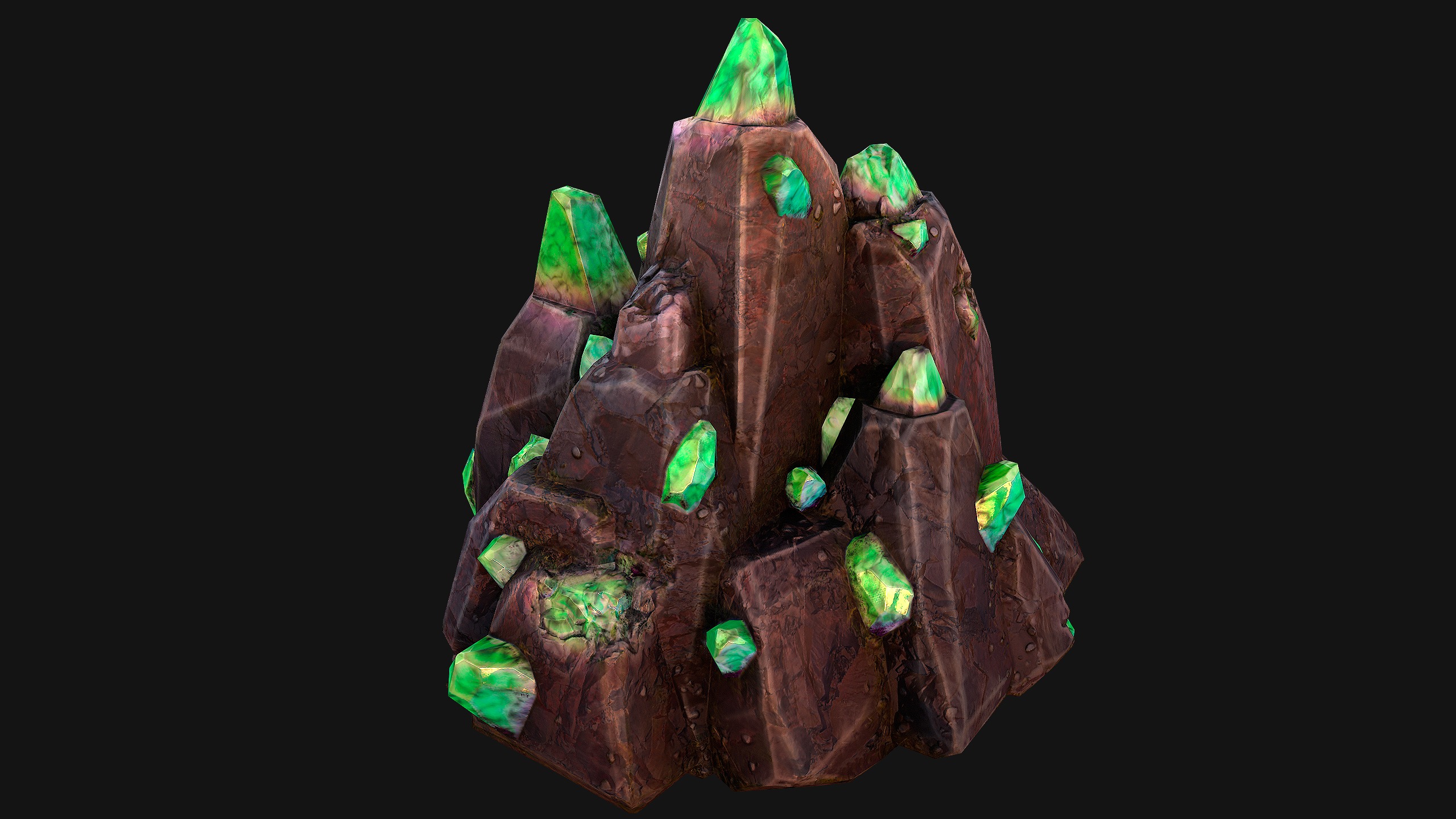 Rocks Crystals Gems Pack for Cave Dungeon  Mine Low-poly 3D model_25