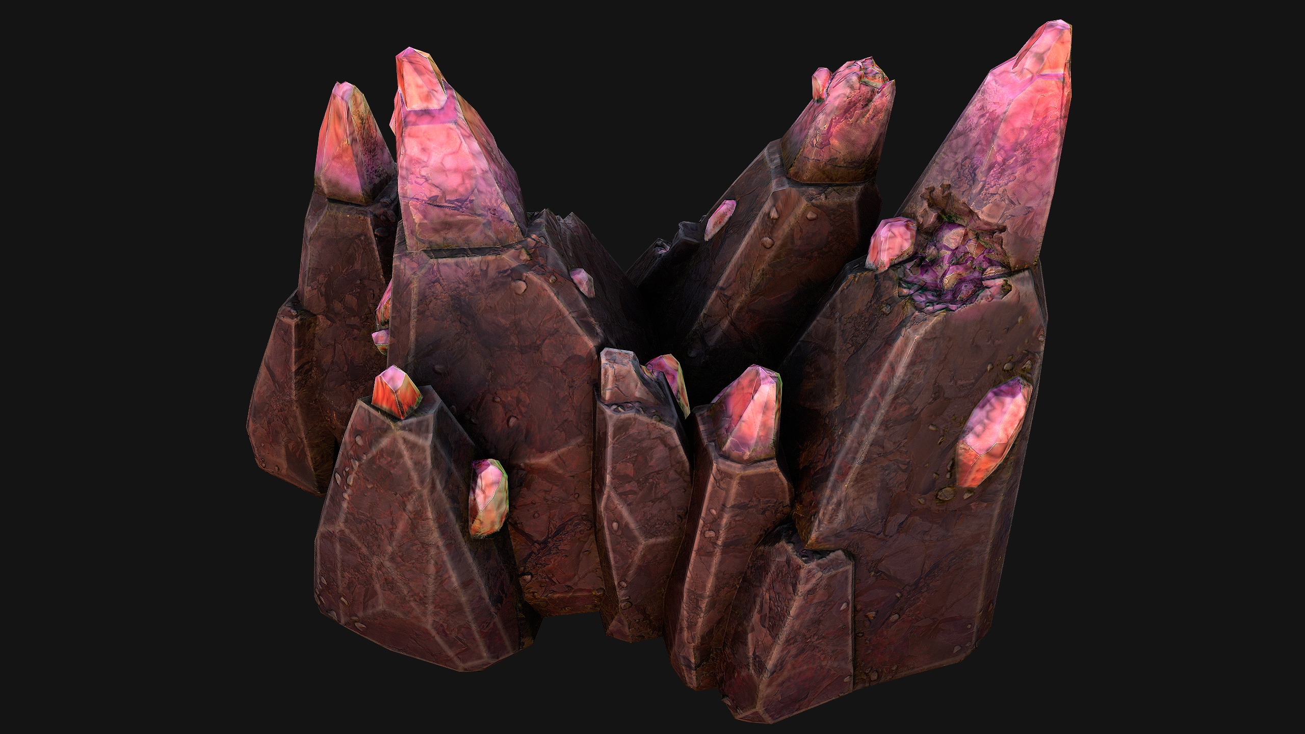 Rocks Crystals Gems Pack for Cave Dungeon  Mine Low-poly 3D model_33