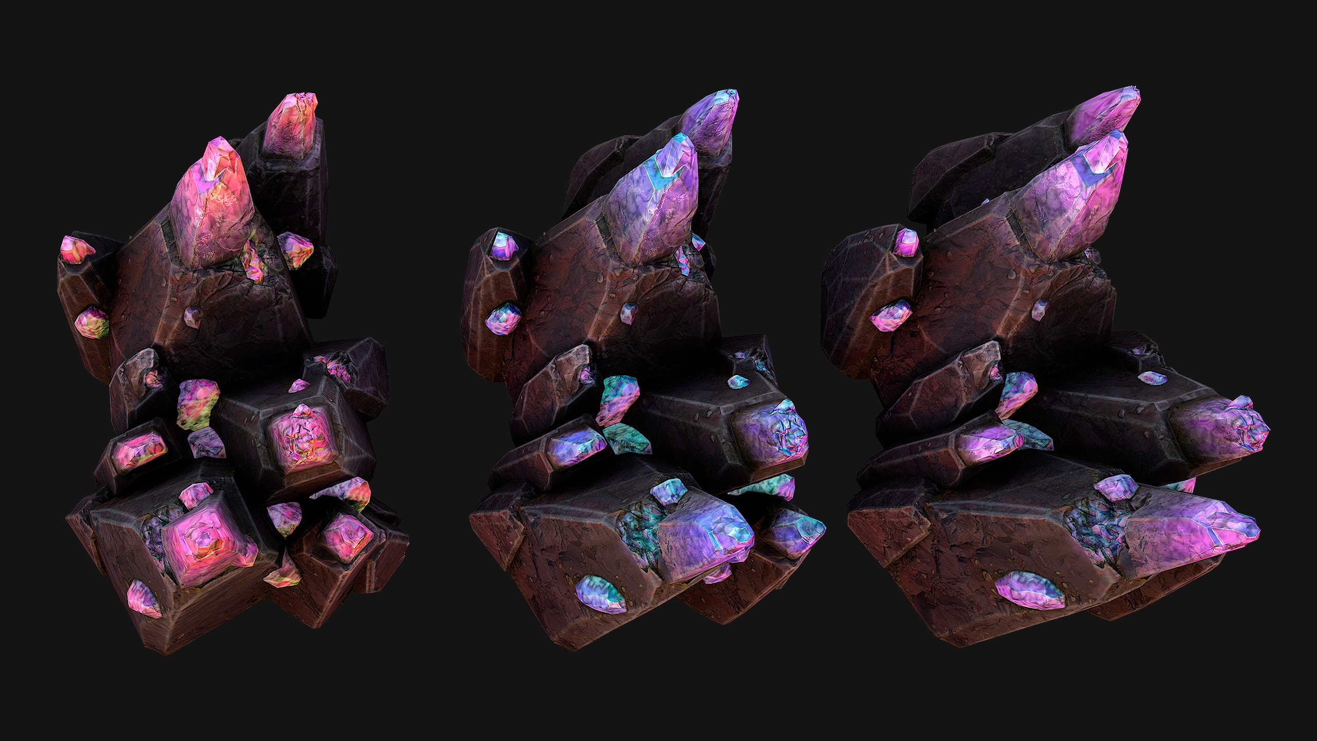 Rocks Crystals Gems Pack for Cave Dungeon  Mine Low-poly 3D model_43