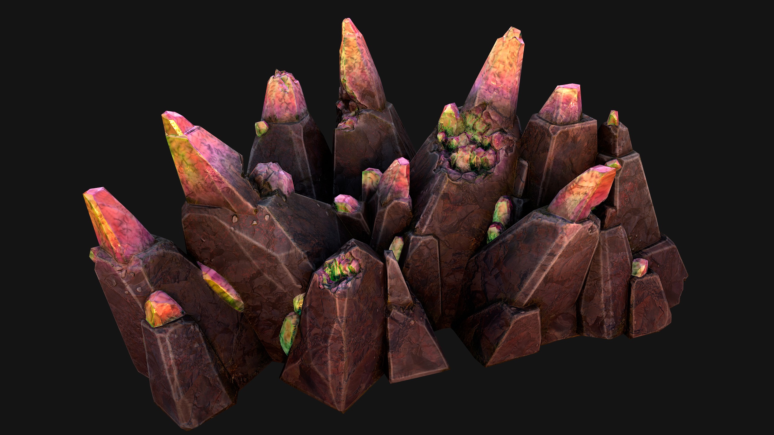 Rocks Crystals Gems Pack for Cave Dungeon  Mine Low-poly 3D model_32