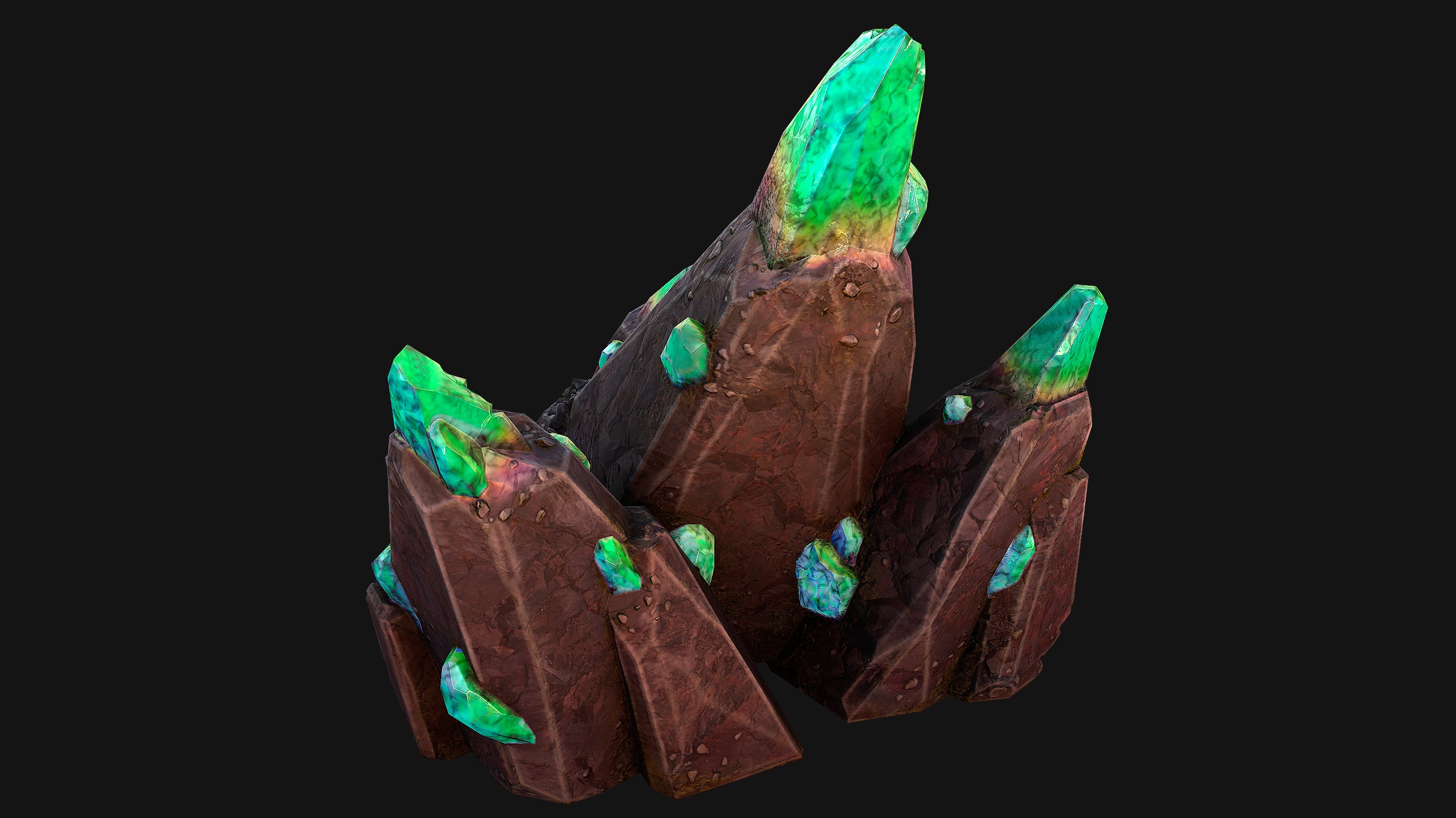 Rocks Crystals Gems Pack for Cave Dungeon  Mine Low-poly 3D model_24