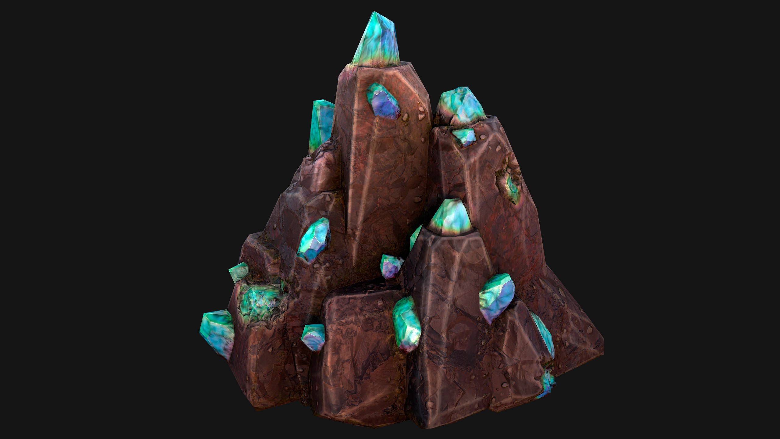 Rocks Crystals Gems Pack for Cave Dungeon  Mine Low-poly 3D model_19