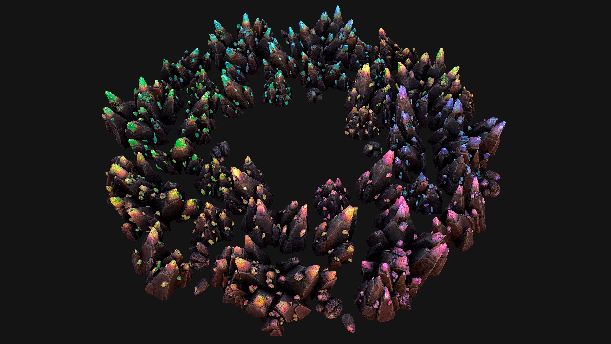 Rocks Crystals Gems Pack for Cave Dungeon  Mine Low-poly 3D model_8