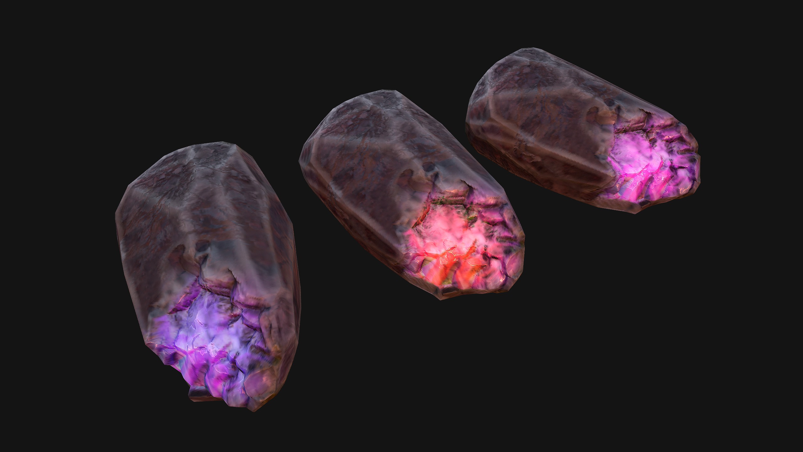 Rocks Crystals Gems Pack for Cave Dungeon  Mine Low-poly 3D model_47