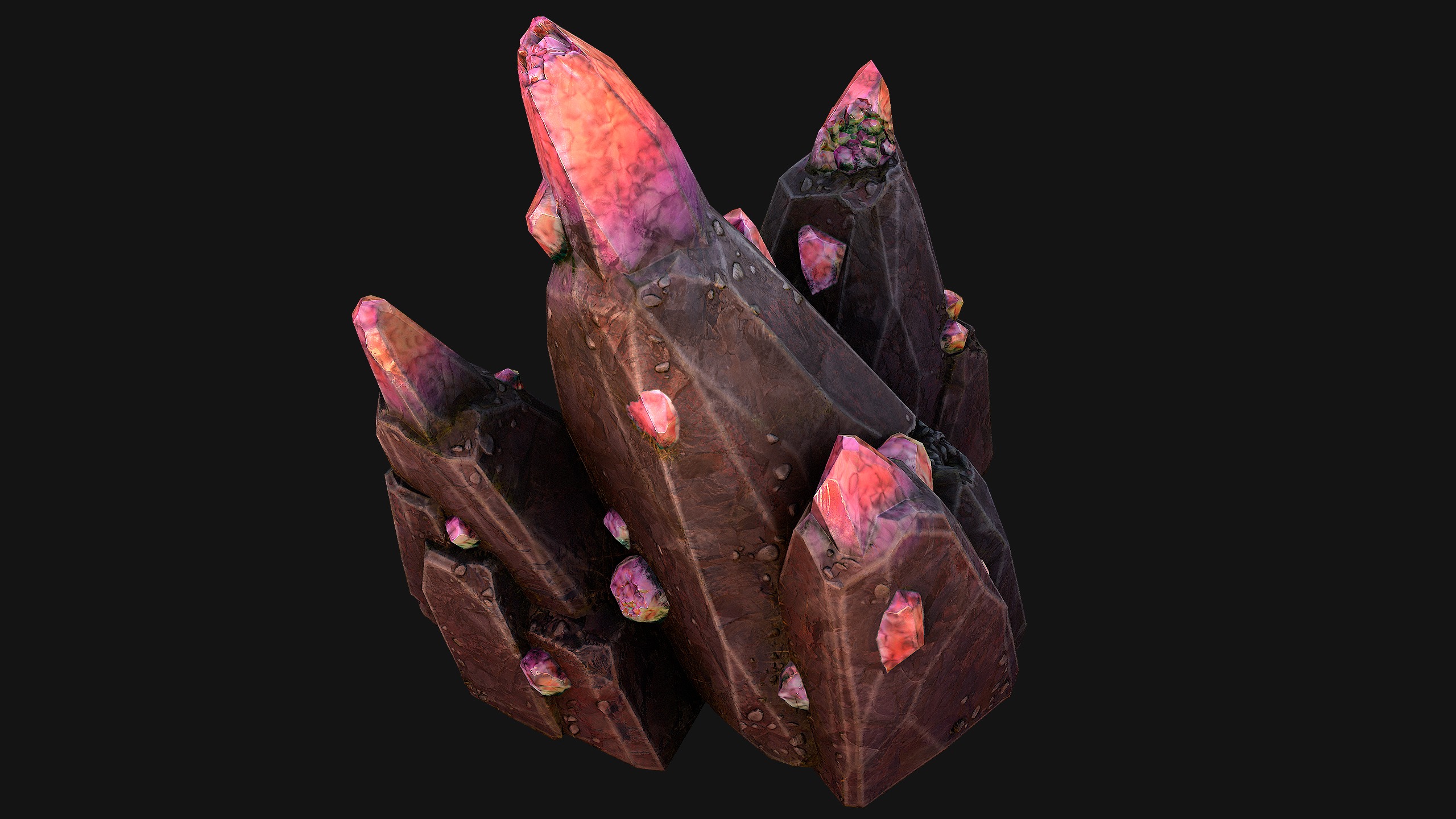 Rocks Crystals Gems Pack for Cave Dungeon  Mine Low-poly 3D model_34