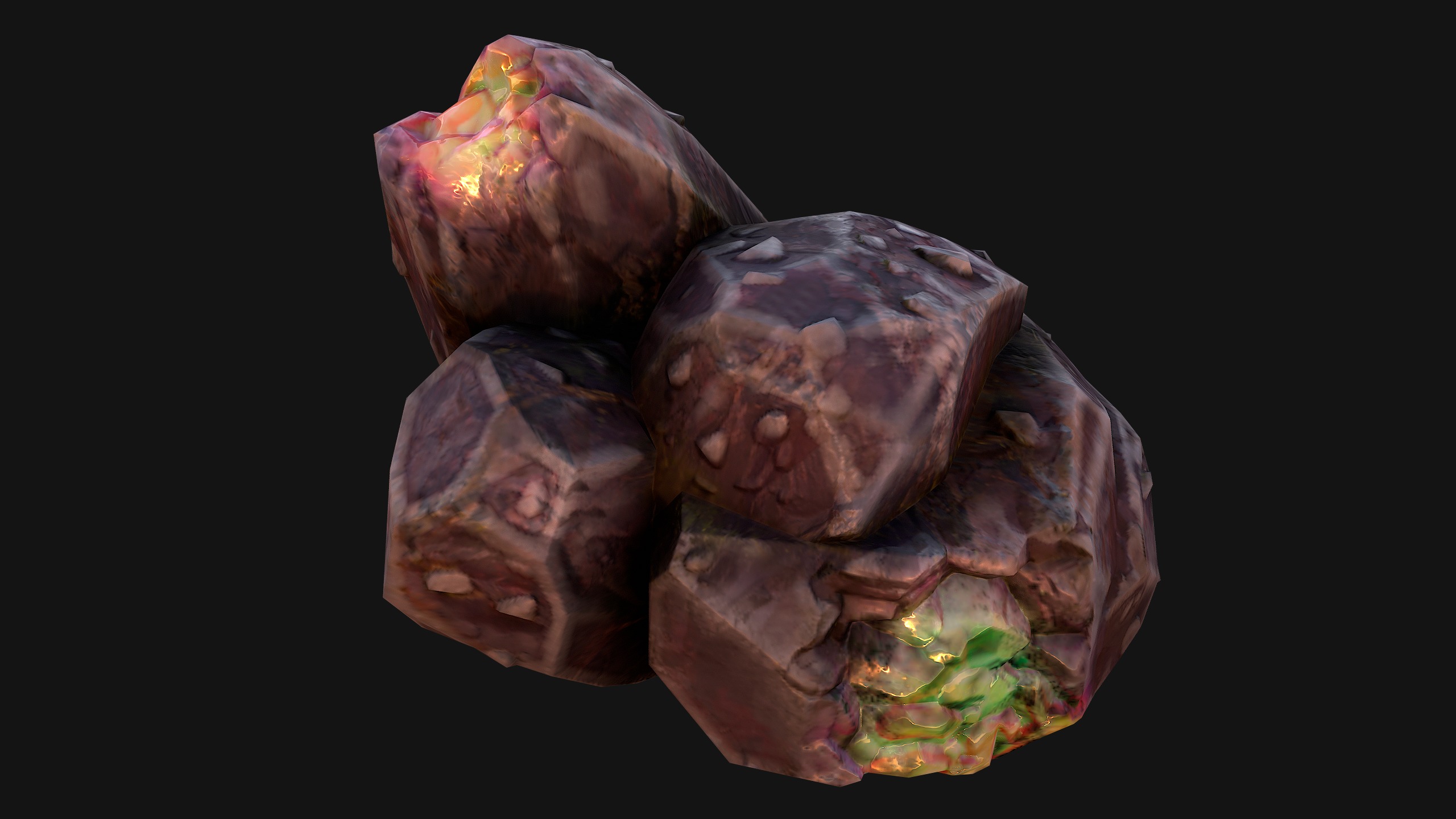 Rocks Crystals Gems Pack for Cave Dungeon  Mine Low-poly 3D model_37
