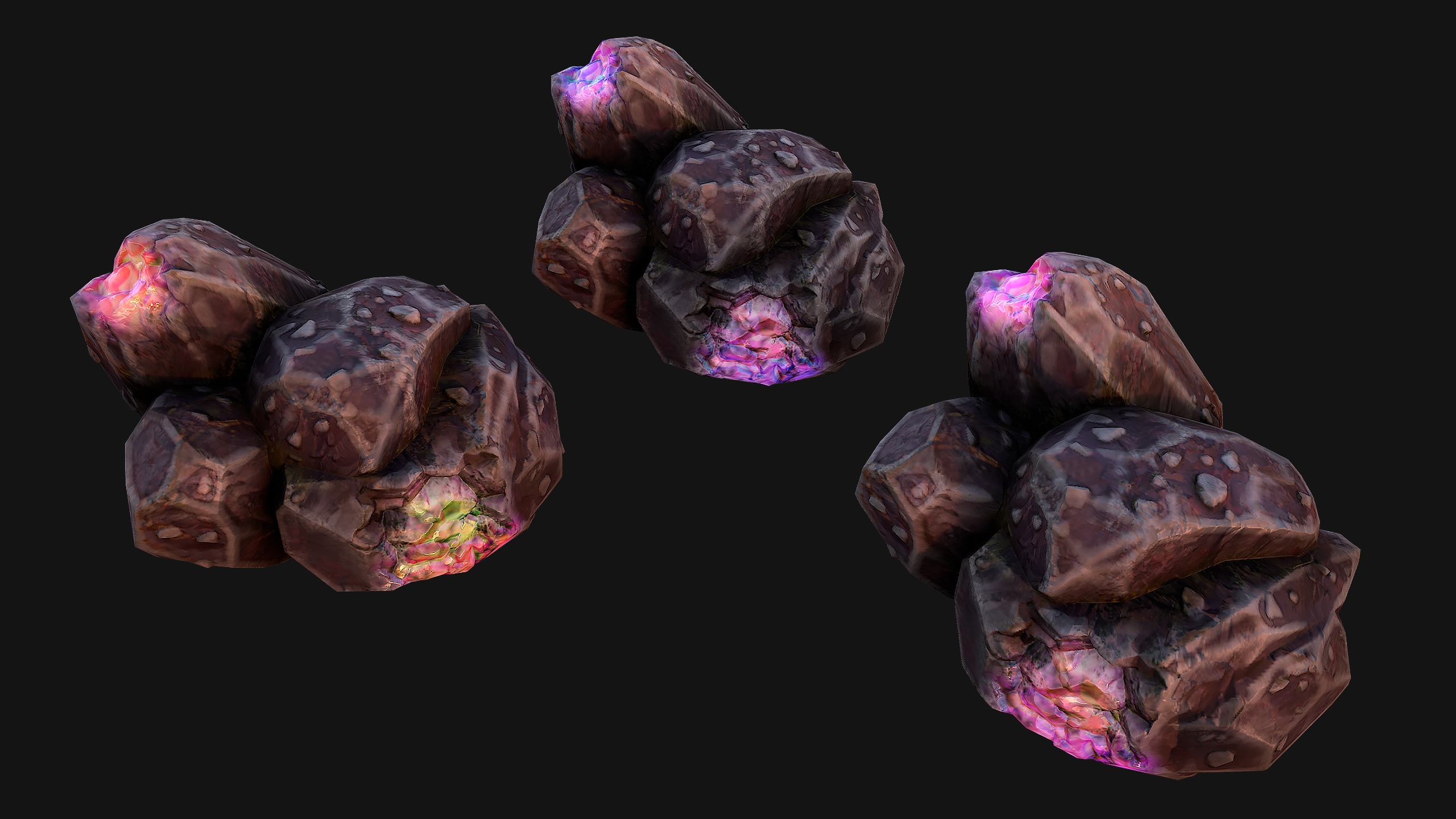 Rocks Crystals Gems Pack for Cave Dungeon  Mine Low-poly 3D model_46