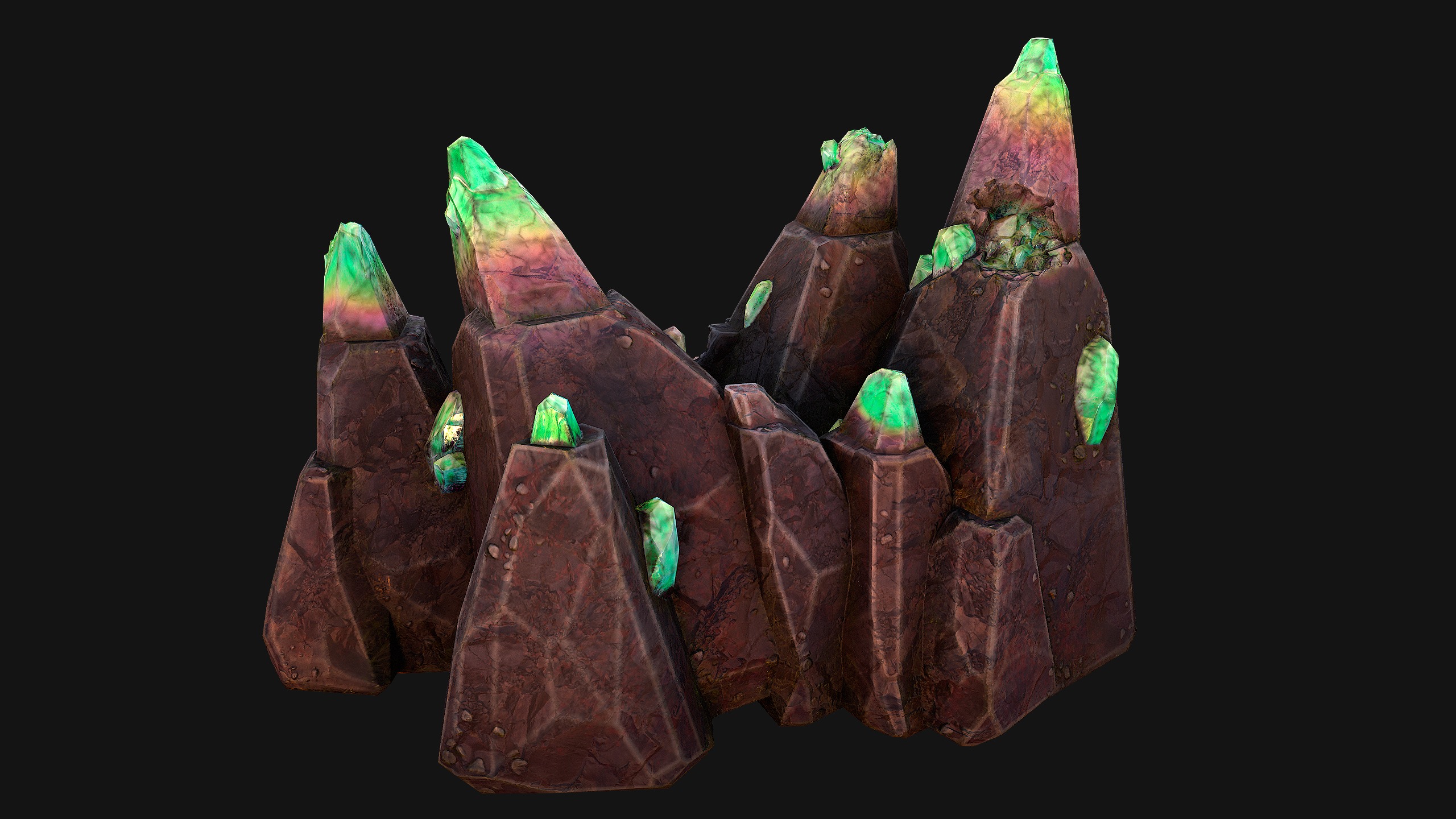 Rocks Crystals Gems Pack for Cave Dungeon  Mine Low-poly 3D model_23