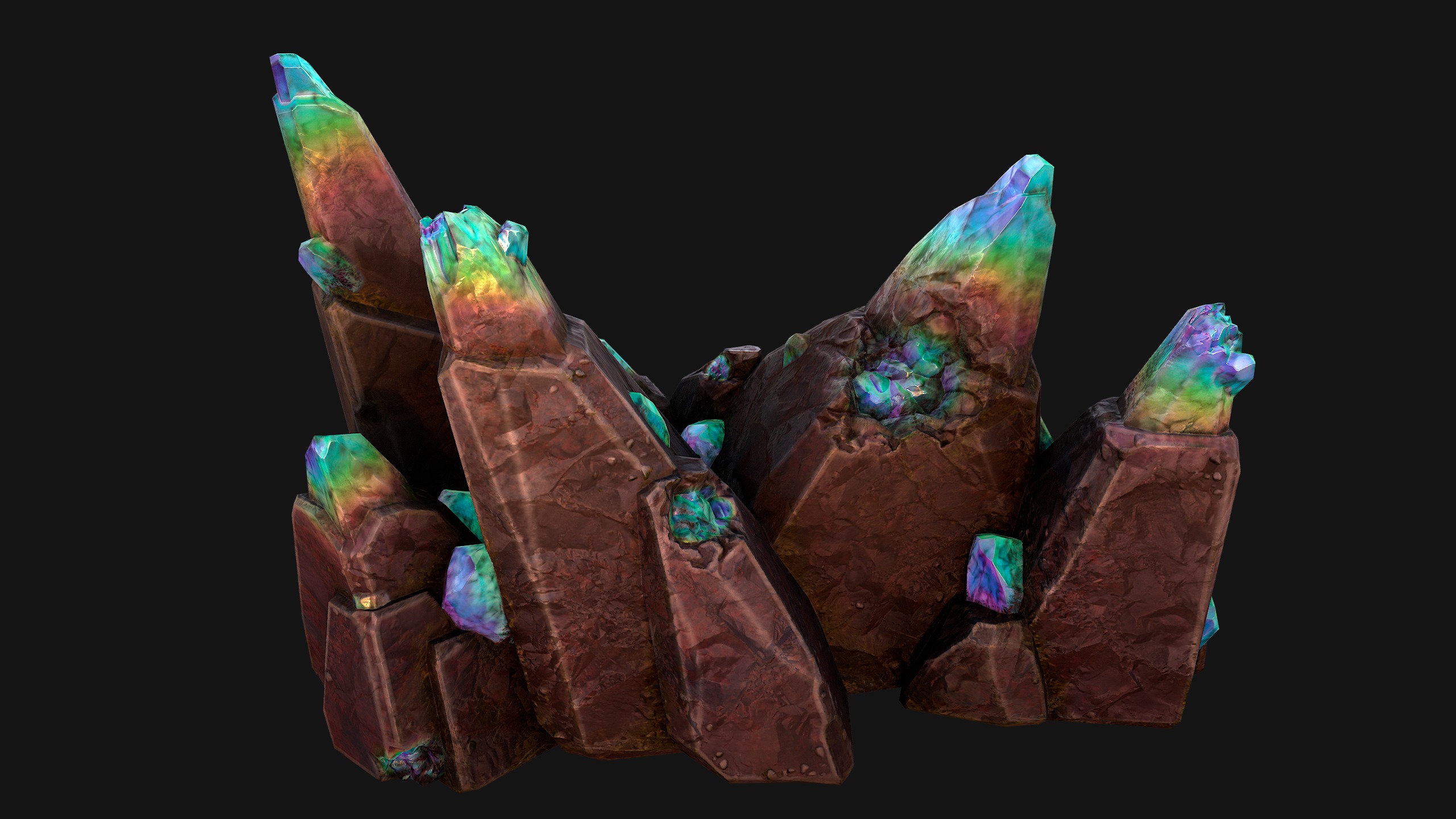 Rocks Crystals Gems Pack for Cave Dungeon  Mine Low-poly 3D model_17