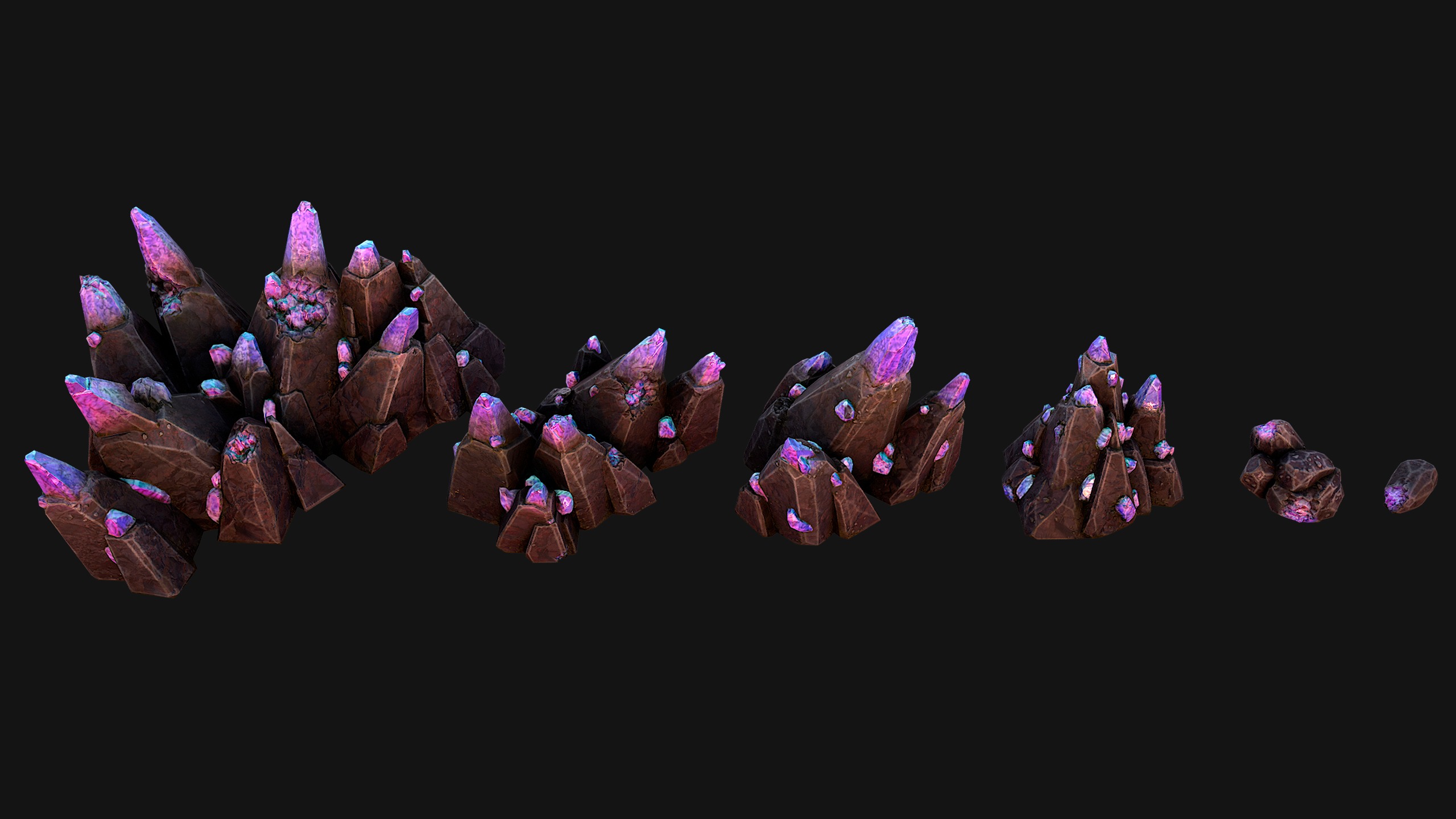 Rocks Crystals Gems Pack for Cave Dungeon  Mine Low-poly 3D model_48