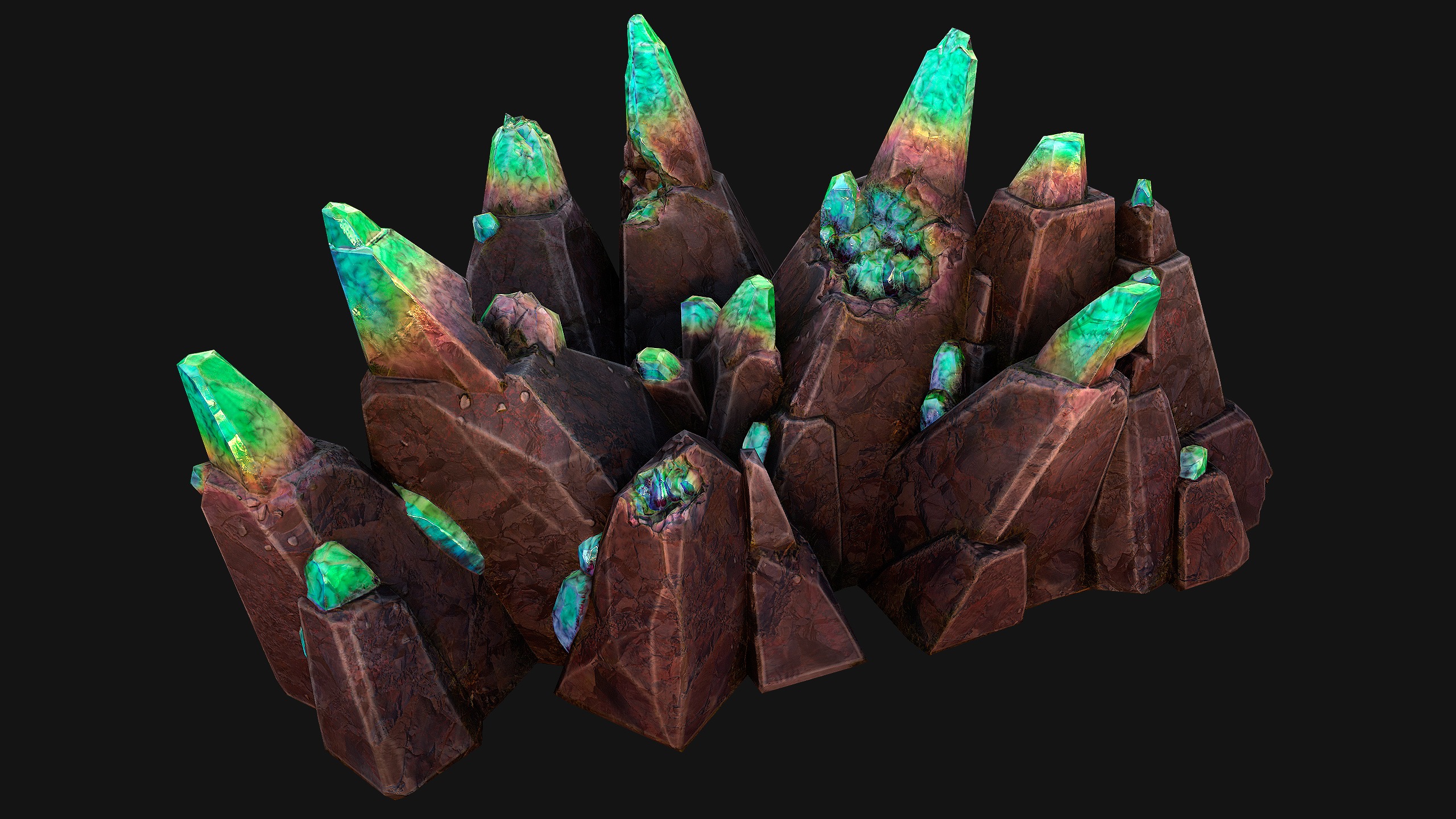Rocks Crystals Gems Pack for Cave Dungeon  Mine Low-poly 3D model_22