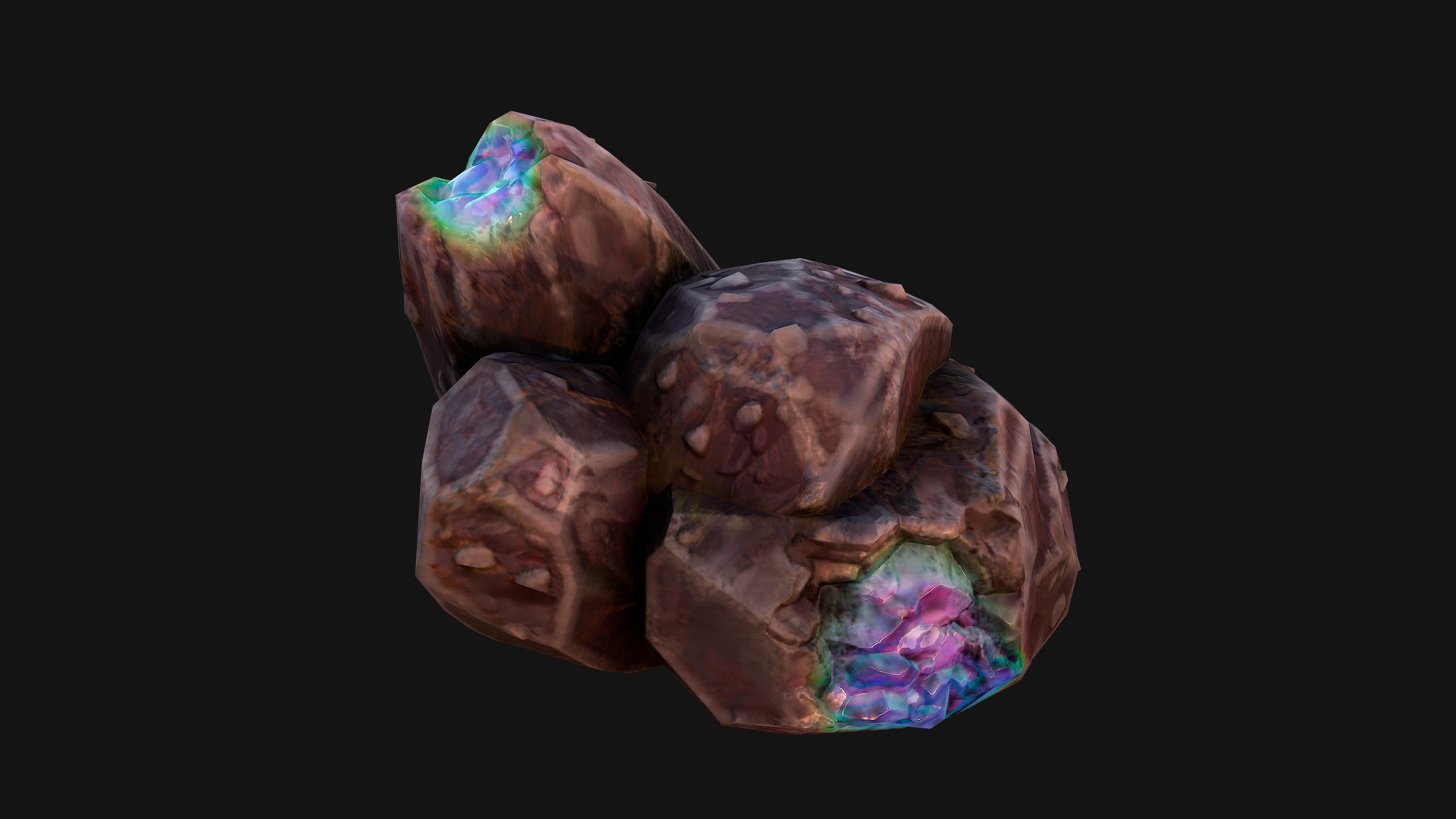 Rocks Crystals Gems Pack for Cave Dungeon  Mine Low-poly 3D model_20