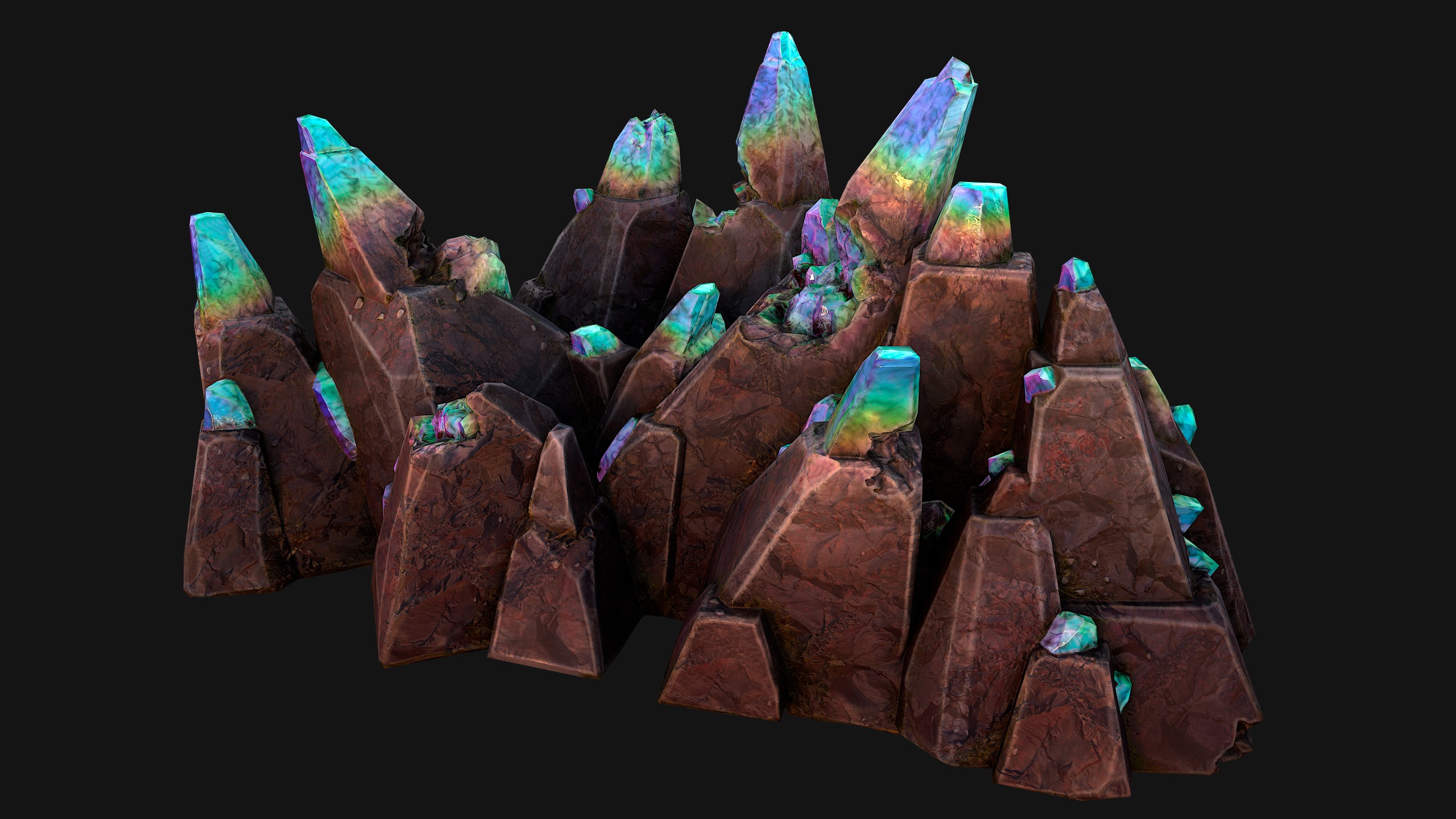 Rocks Crystals Gems Pack for Cave Dungeon  Mine Low-poly 3D model_16