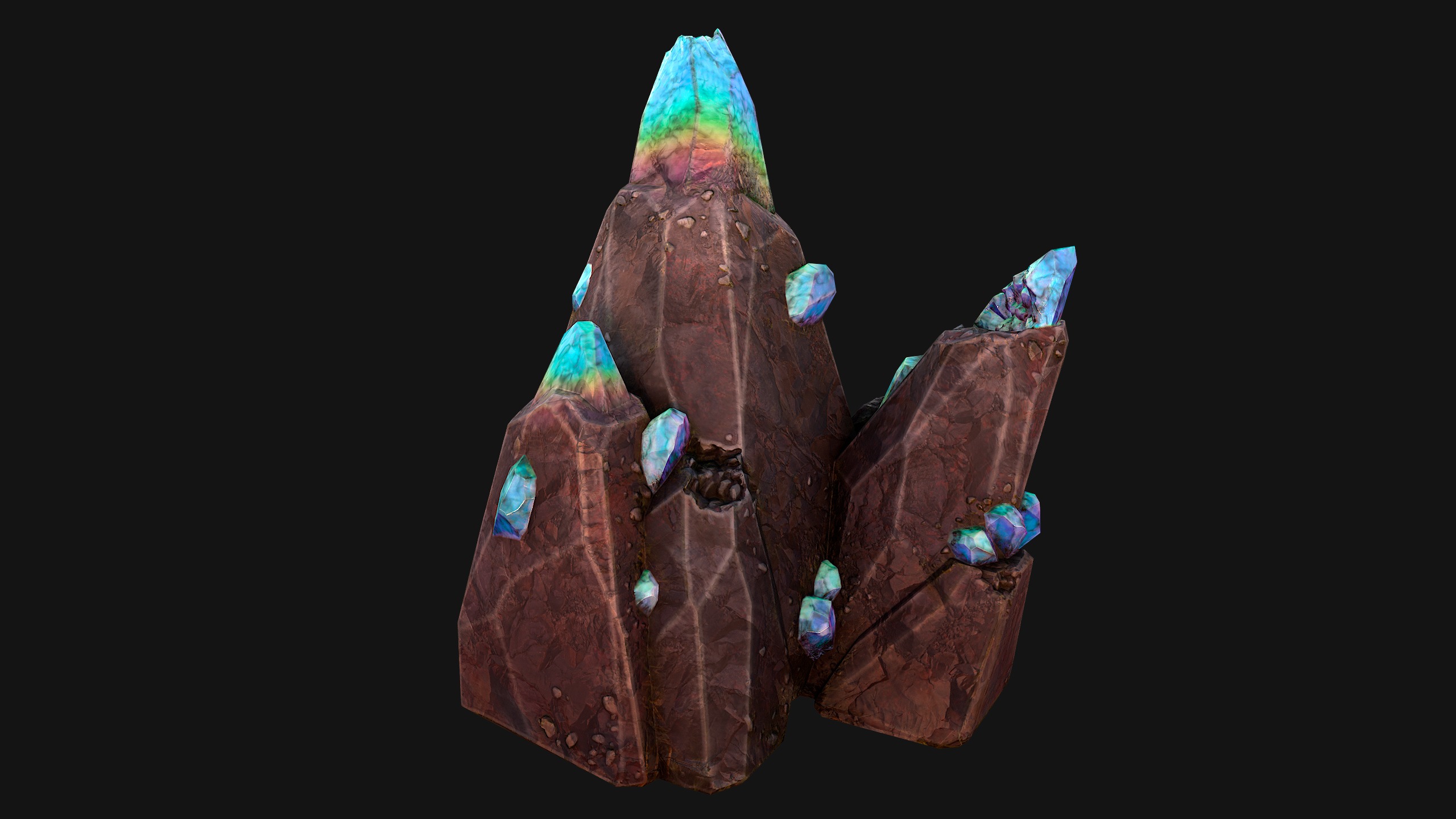 Rocks Crystals Gems Pack for Cave Dungeon  Mine Low-poly 3D model_18