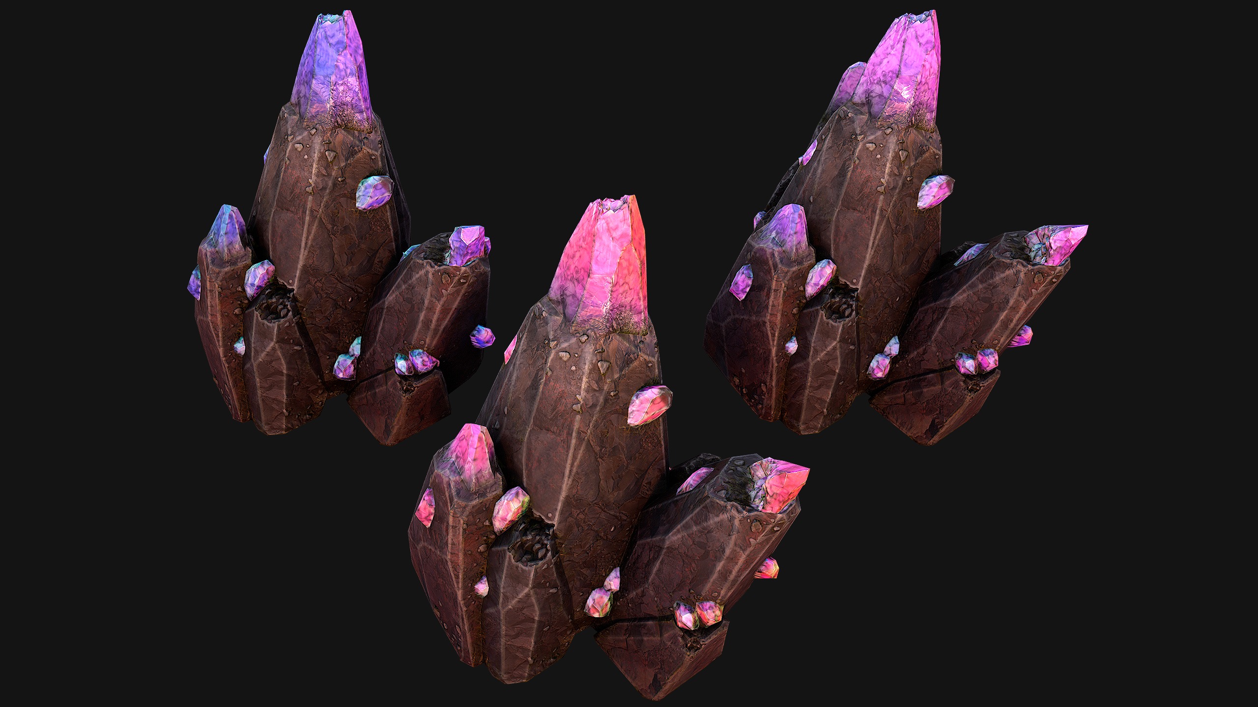 Rocks Crystals Gems Pack for Cave Dungeon  Mine Low-poly 3D model_44