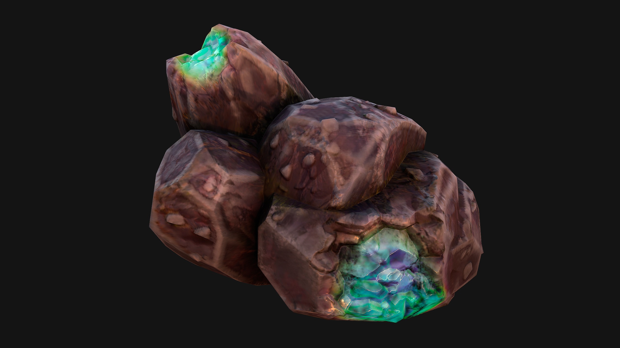 Rocks Crystals Gems Pack for Cave Dungeon  Mine Low-poly 3D model_26