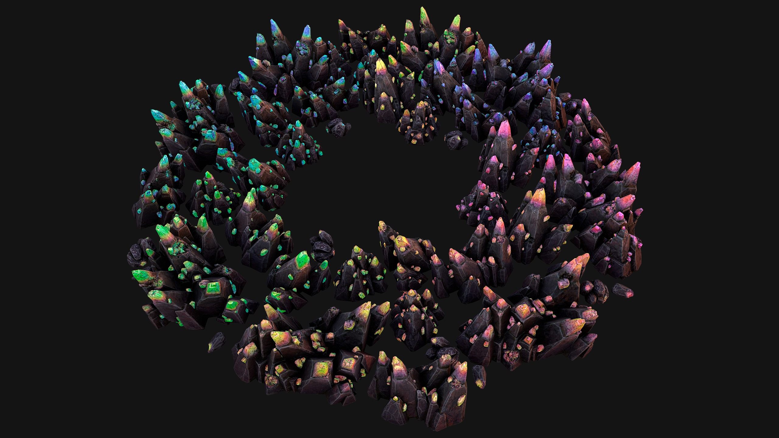 Rocks Crystals Gems Pack for Cave Dungeon  Mine Low-poly 3D model_7