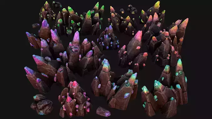 Rocks Crystals Gems Pack for Cave Dungeon  Mine
