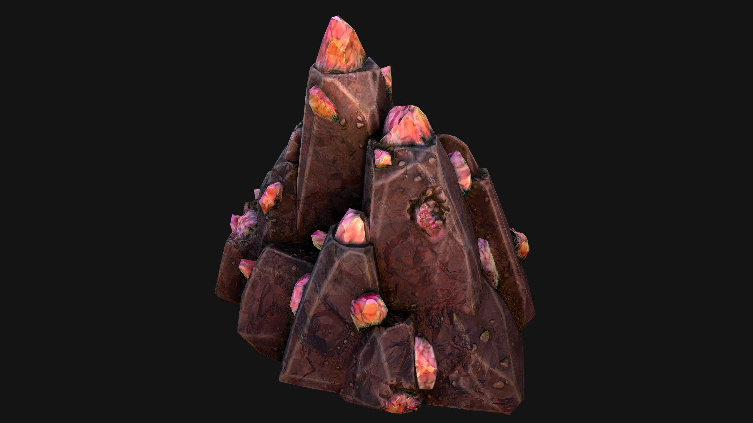 Rocks Crystals Gems Pack for Cave Dungeon  Mine Low-poly 3D model_36