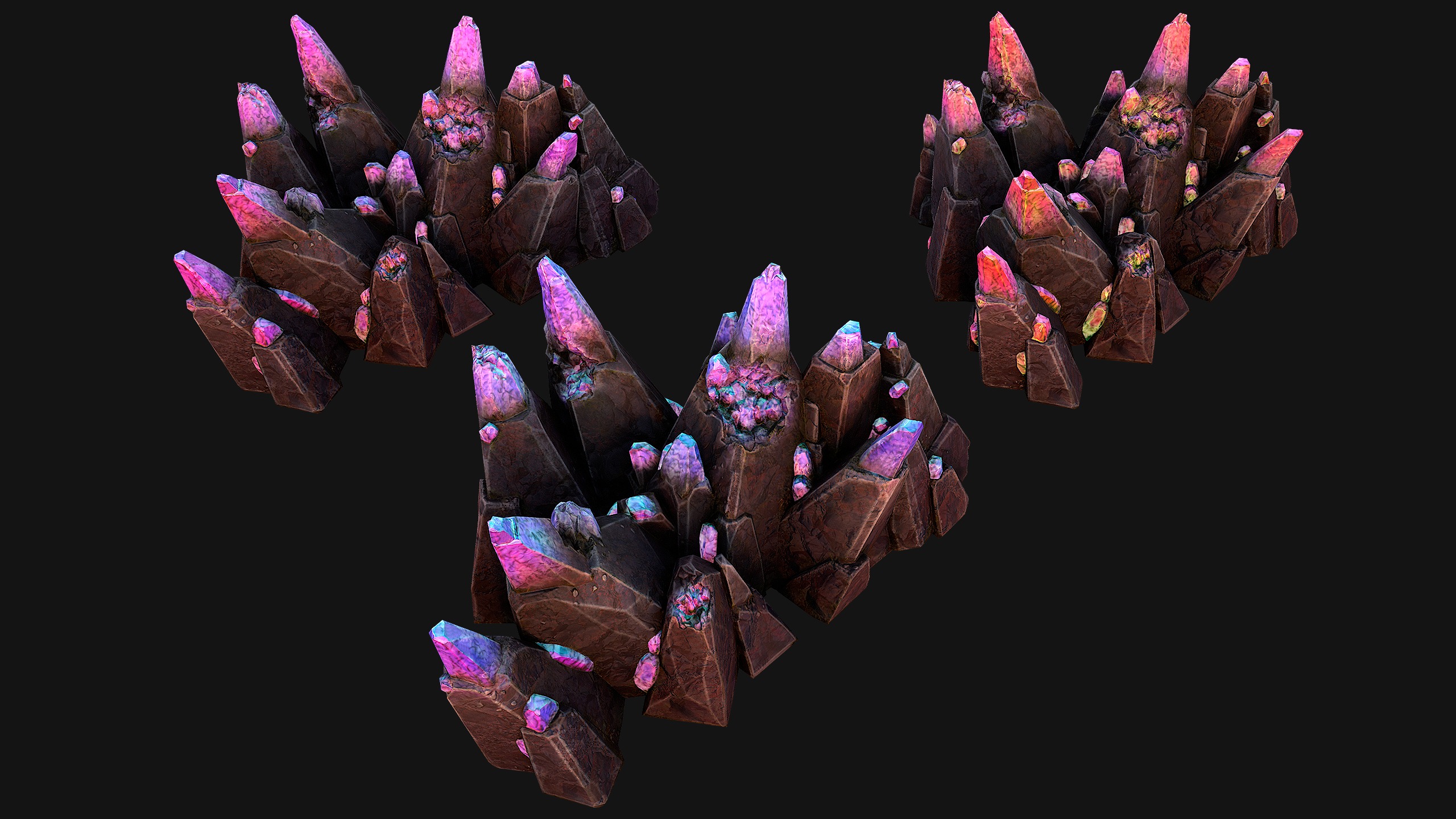 Rocks Crystals Gems Pack for Cave Dungeon  Mine Low-poly 3D model_42