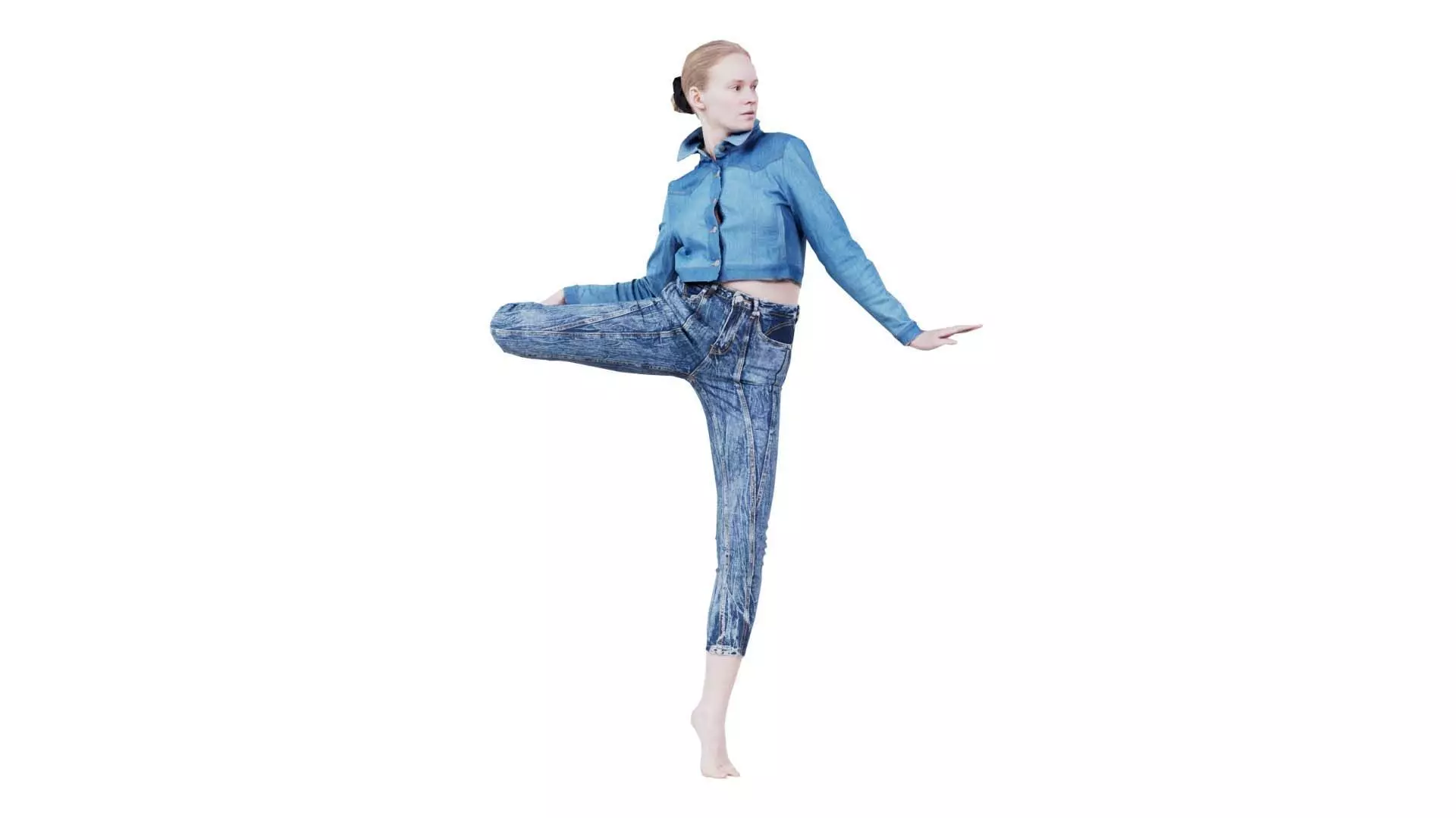 Woman Wearing Jeans Pants 07 Low-poly 3D model