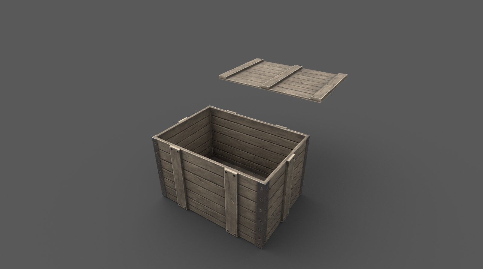 Pack of 11 low poly medieval wooden crates Low-poly 3D model_15