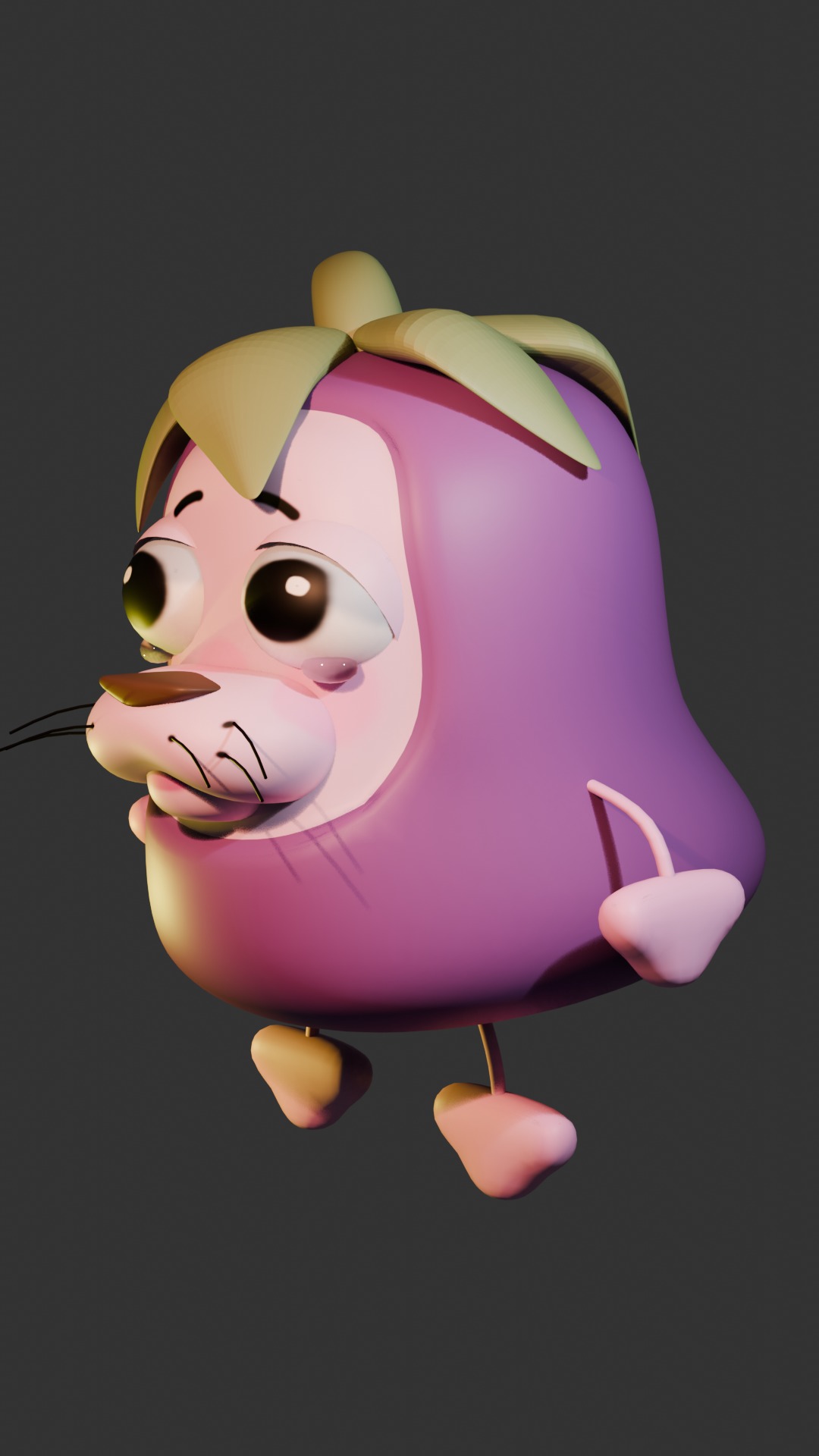 Courage Cowardly Dog in Eggplant Costume Chibi Free low-poly 3D model_1
