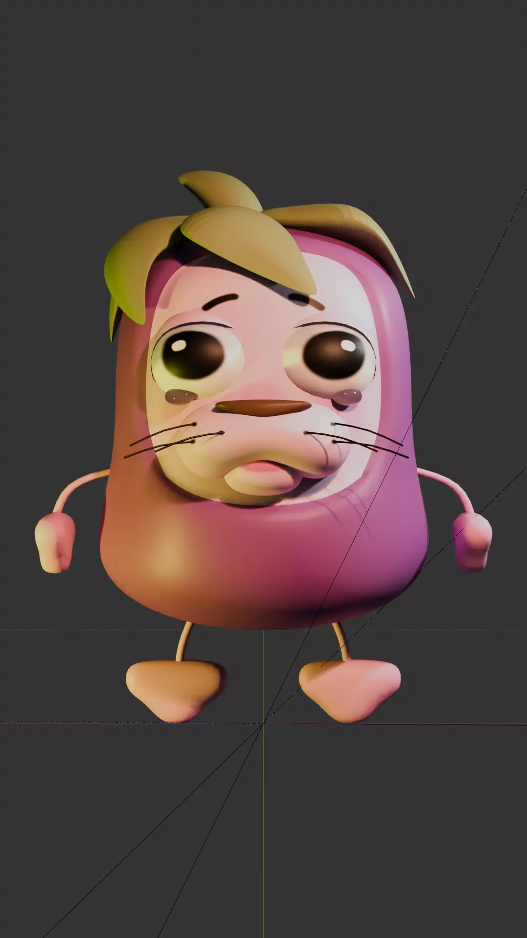 Courage Cowardly Dog in Eggplant Costume Chibi Free low-poly 3D model_0