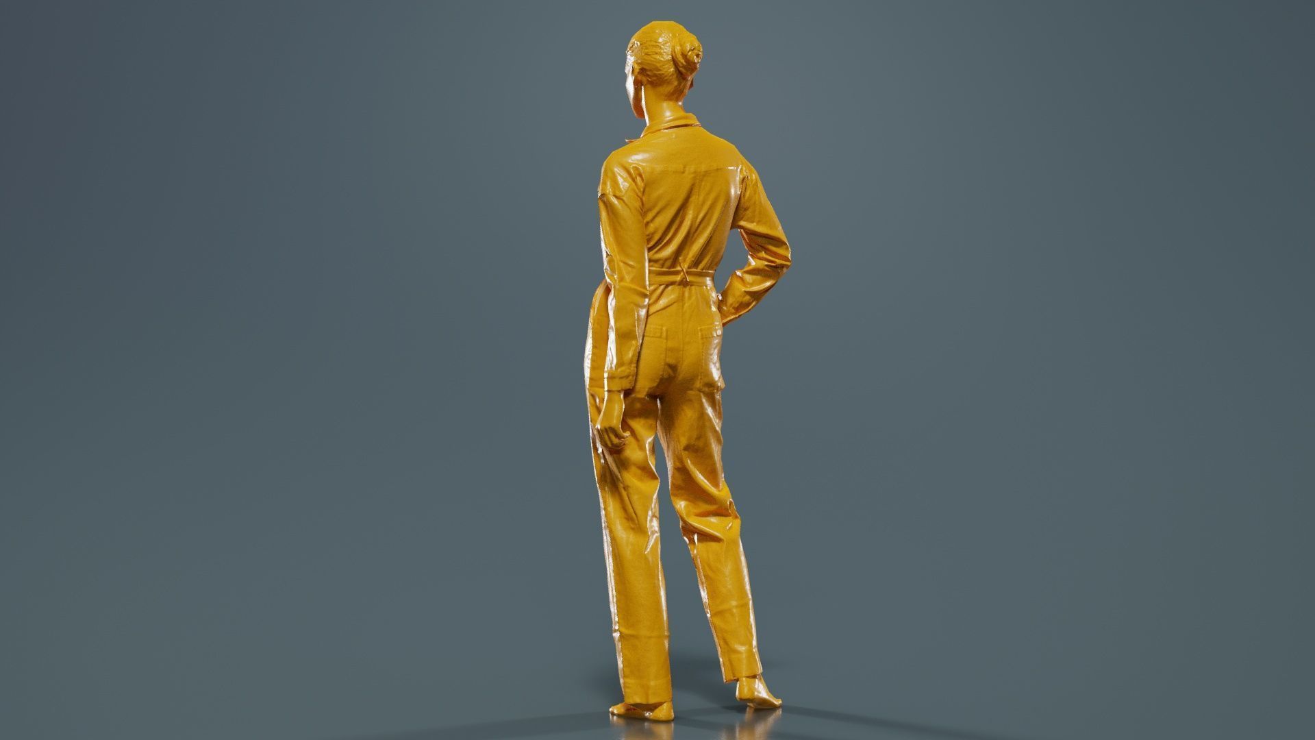 Woman Wearing Jeans Salopet 02 Low-poly 3D model_13