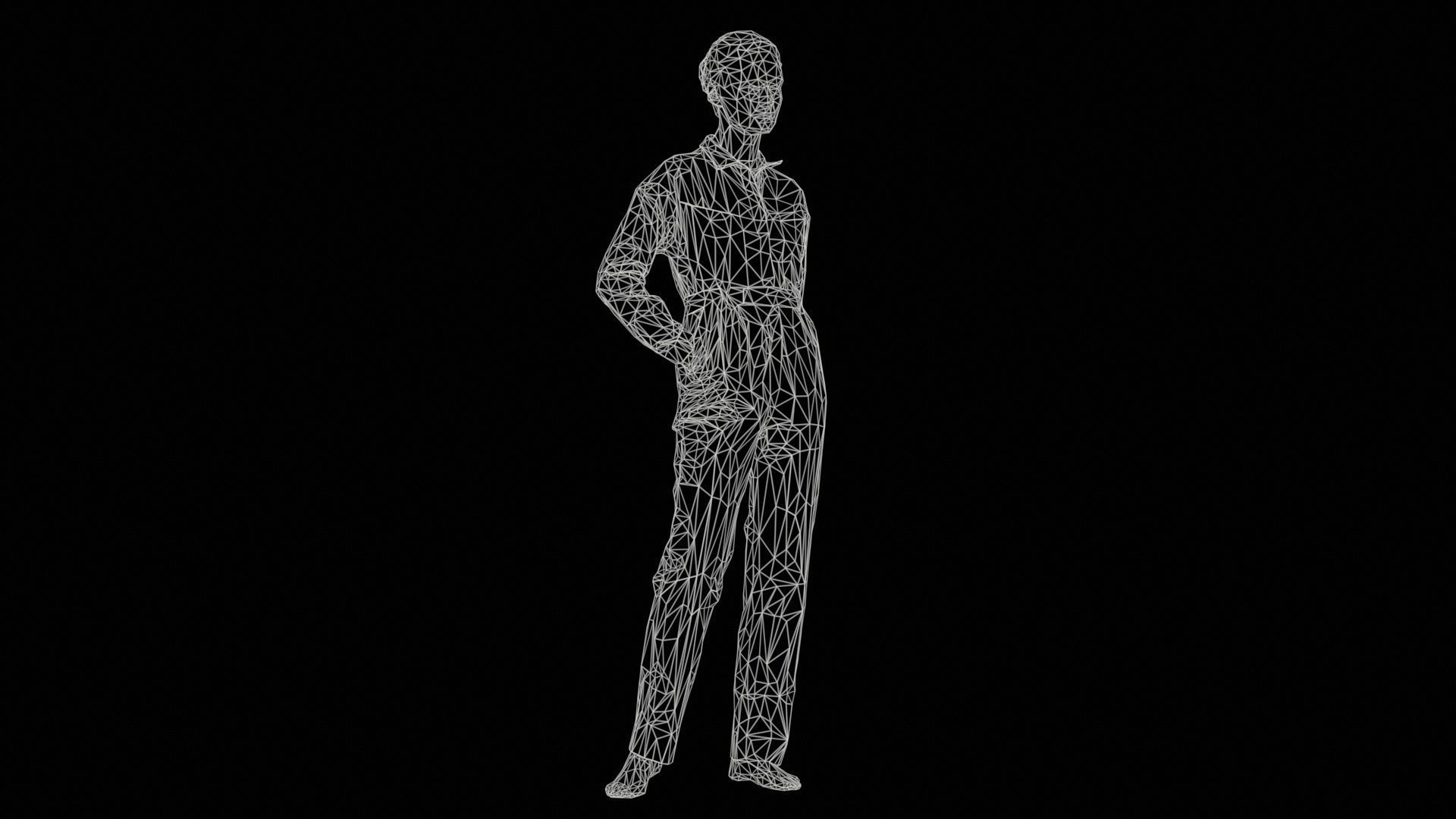 Woman Wearing Jeans Salopet 02 Low-poly 3D model_11