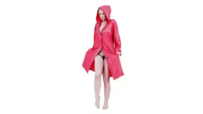 Woman Wearing Raincoat 08 Low-poly 3D model