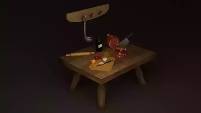 Stylized Food Table Mid-Poly