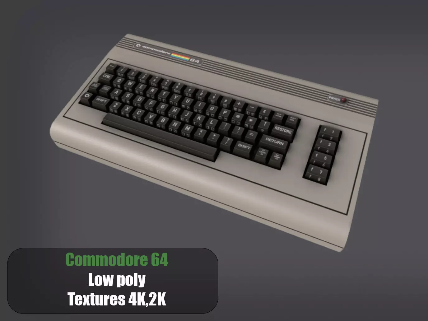 Commodore 64 Low-poly 3D model_0